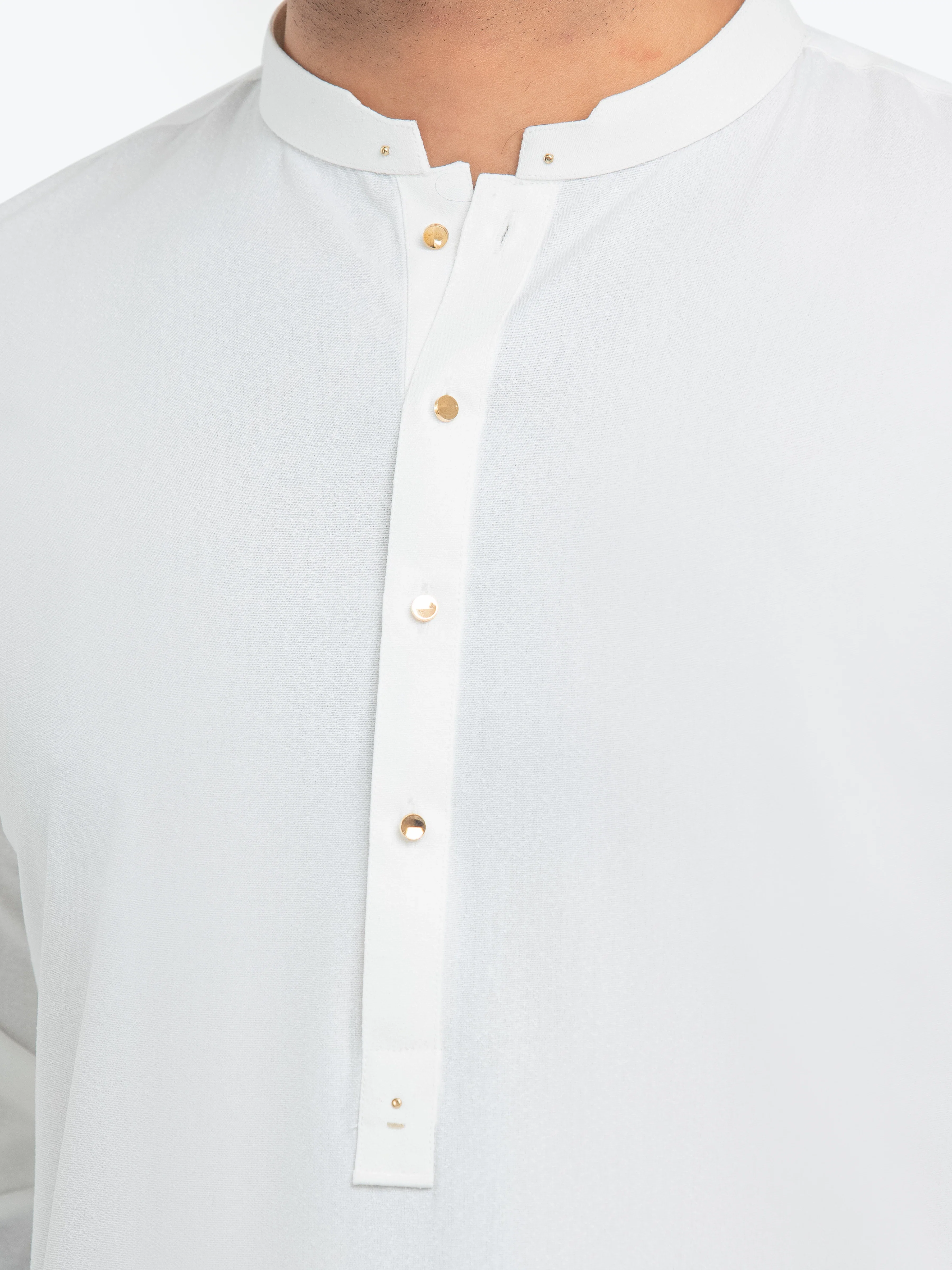 Men's Off White Shalwar Kameez - EMTKST5-99552 - Image 3