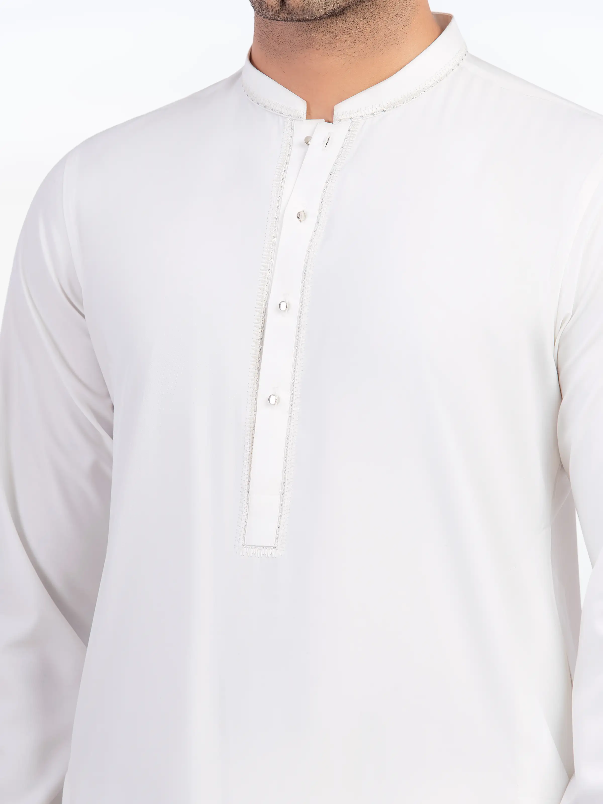 Men's Off White Shalwar Kameez - EMTKST5-99556 - Image 3