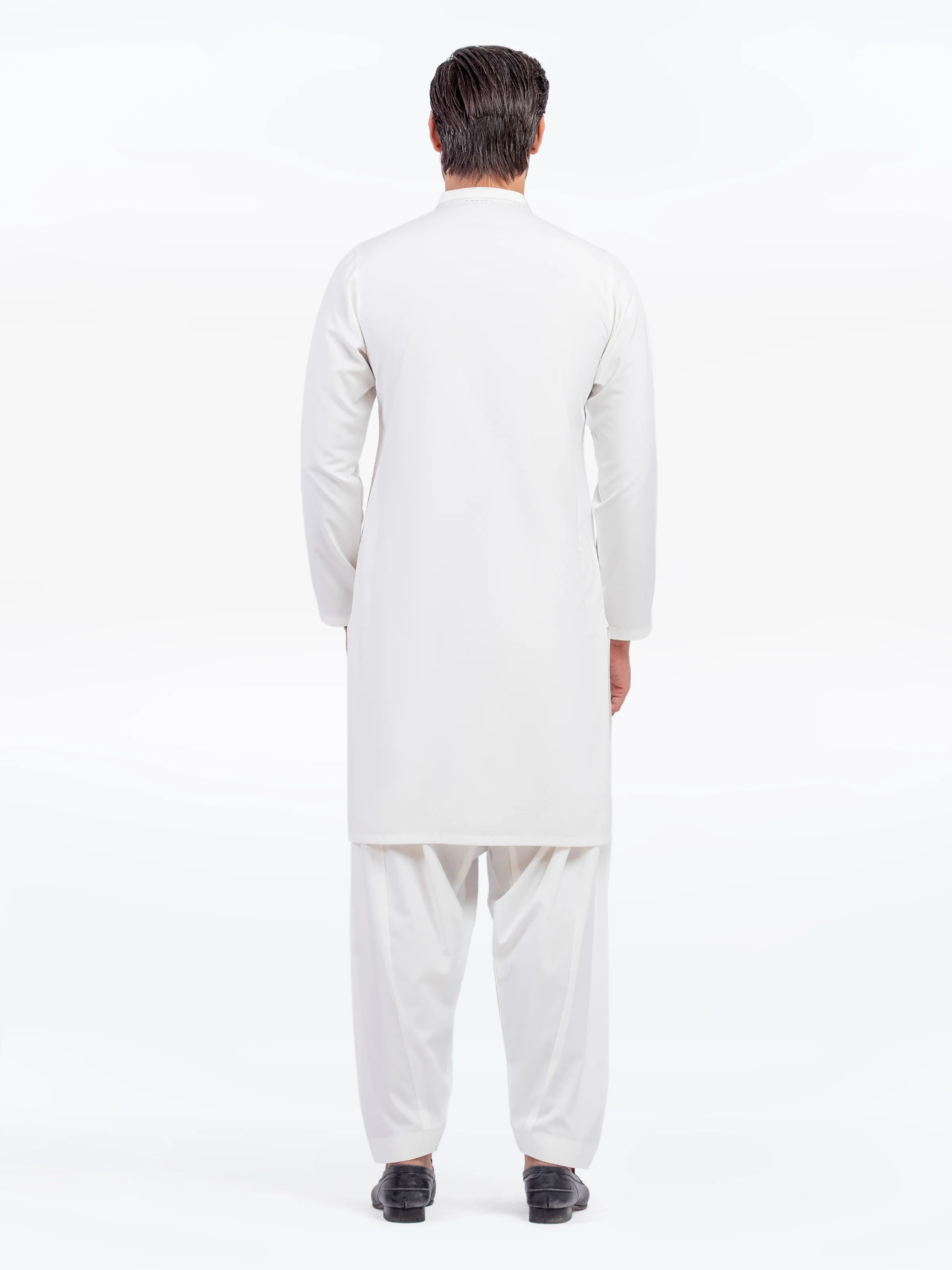 Men's Off White Shalwar Kameez - EMTKST5-99556 - Image 5