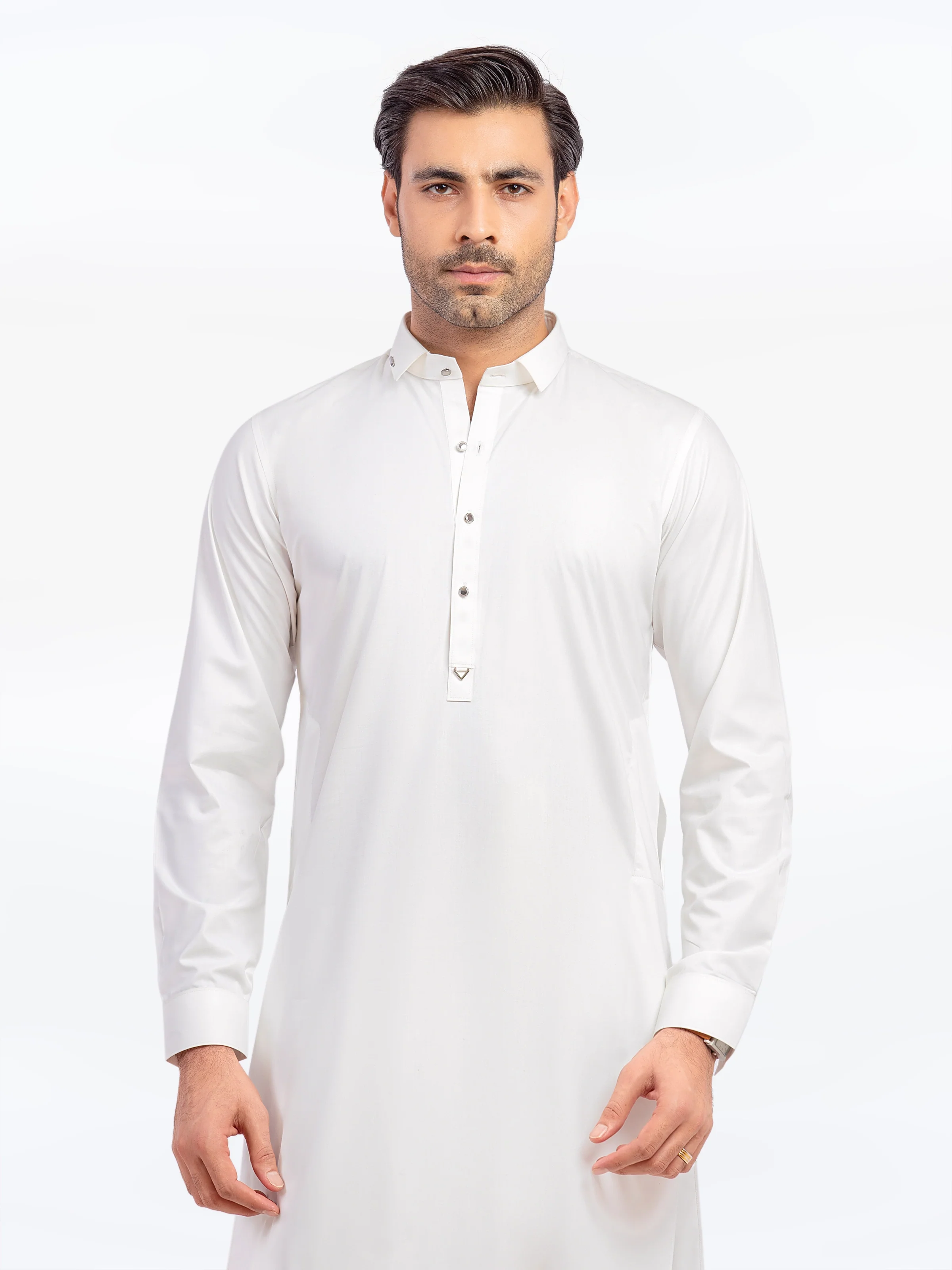 Men's Off White Shalwar Kameez - EMTKST5-99571 - Image 2