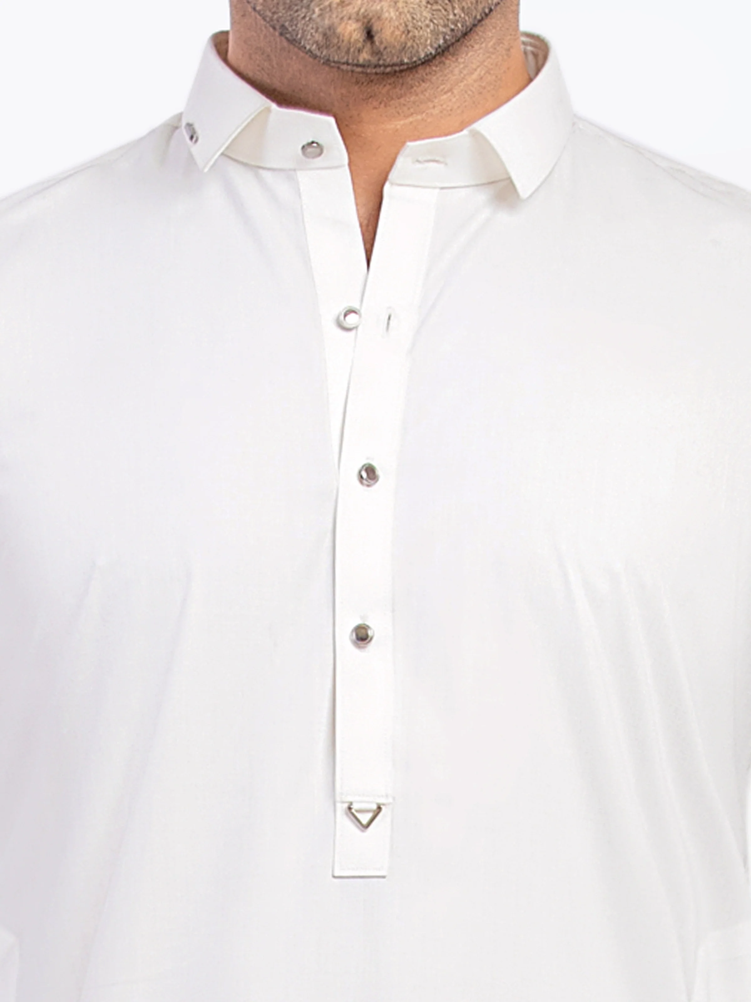 Men's Off White Shalwar Kameez - EMTKST5-99571 - Image 3