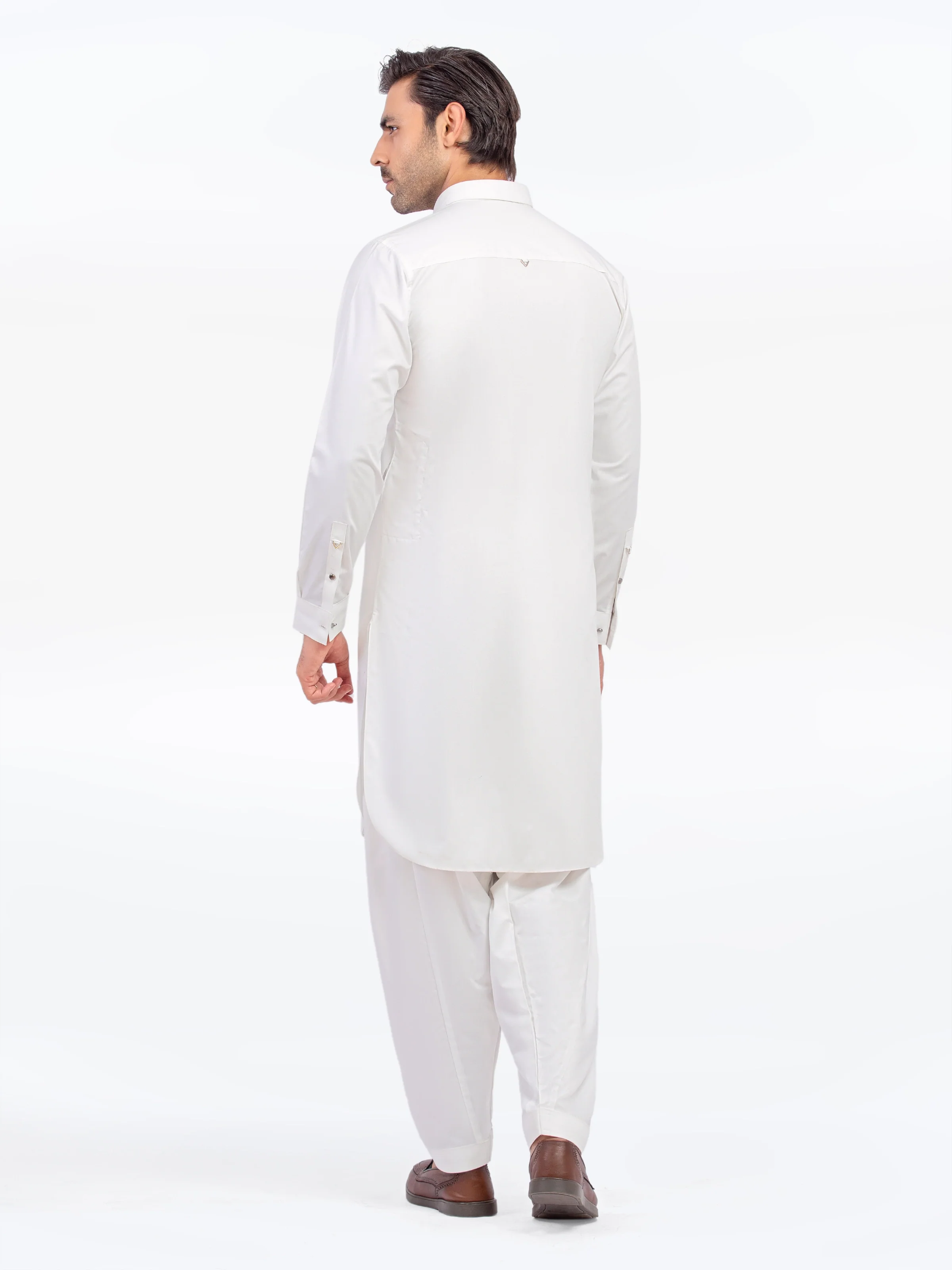 Men's Off White Shalwar Kameez - EMTKST5-99571 - Image 5