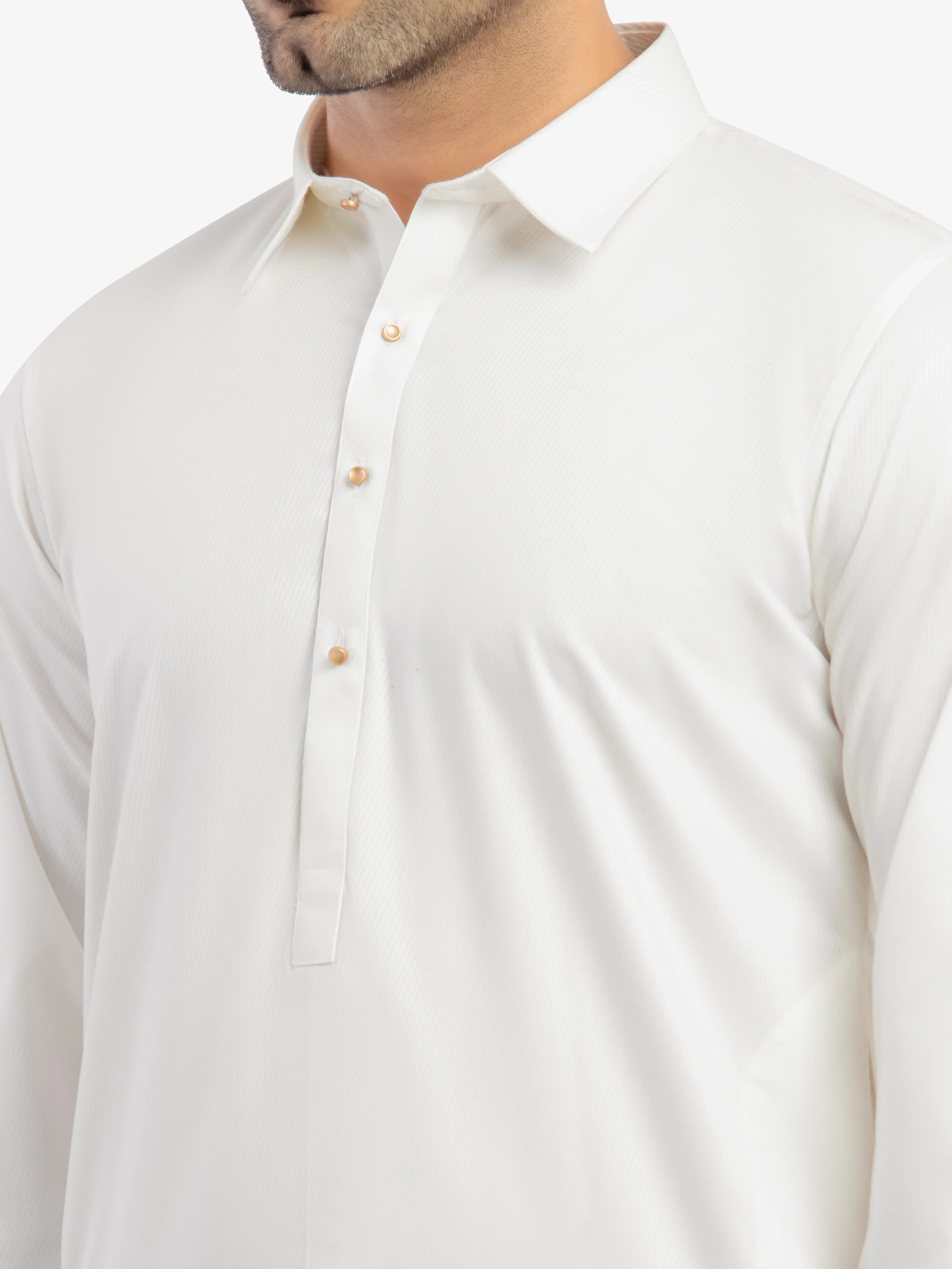 Men's Off White Shalwar Kameez - EMTKST5-99614 - Image 3