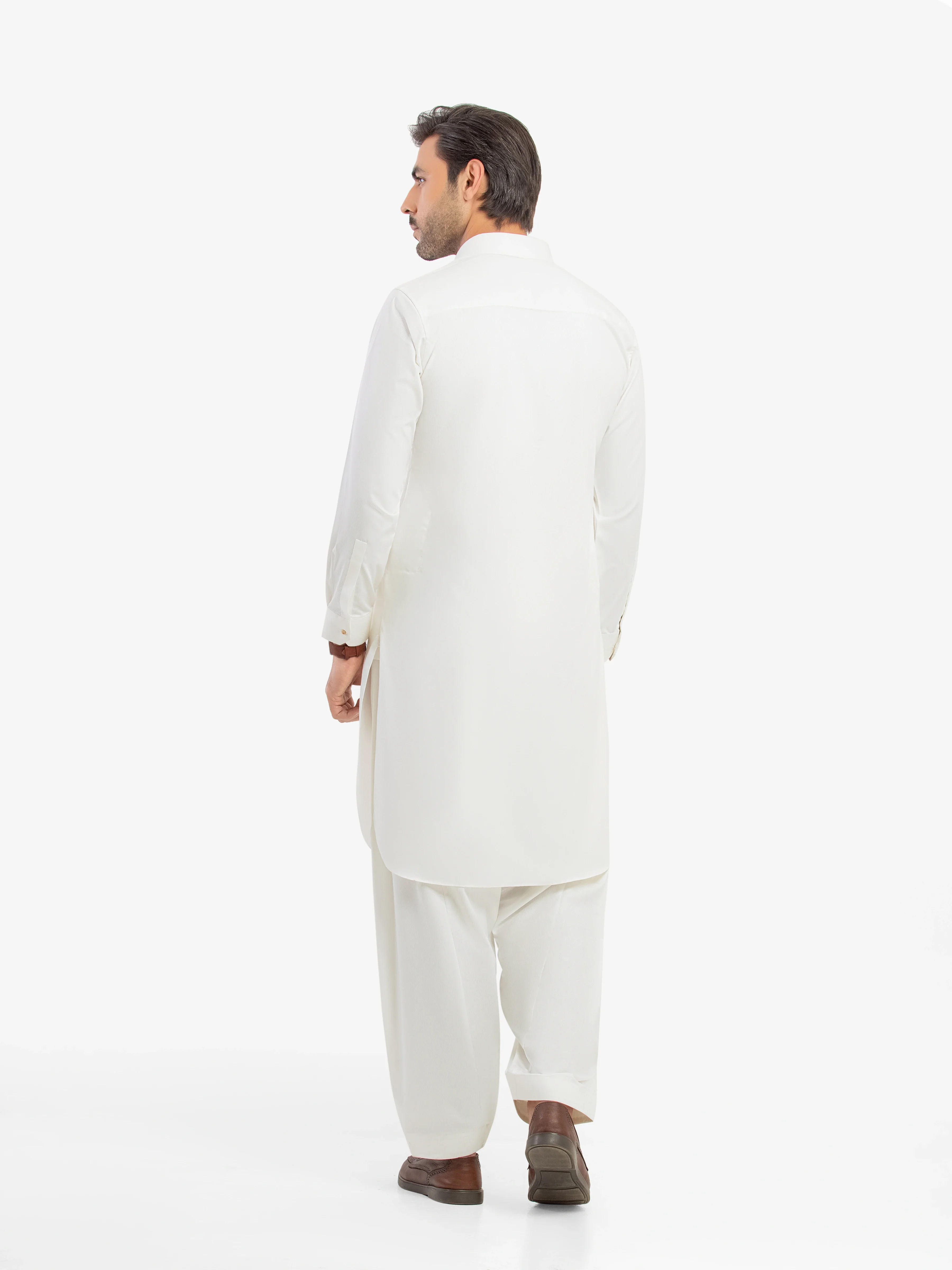 Men's Off White Shalwar Kameez - EMTKST5-99614 - Image 5