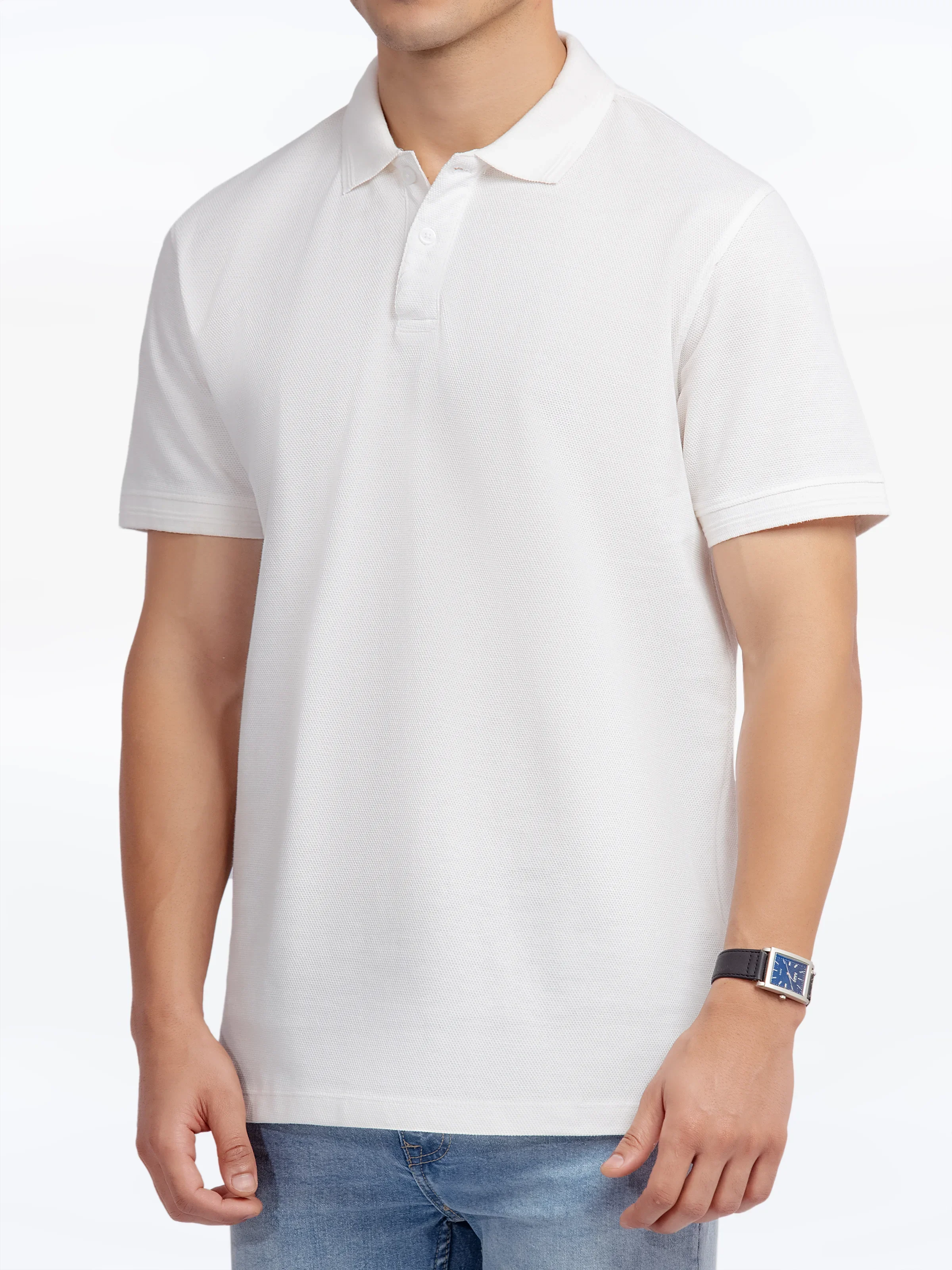 Men's Off White Polo Shirt - EMTPS5-031 - Image 3