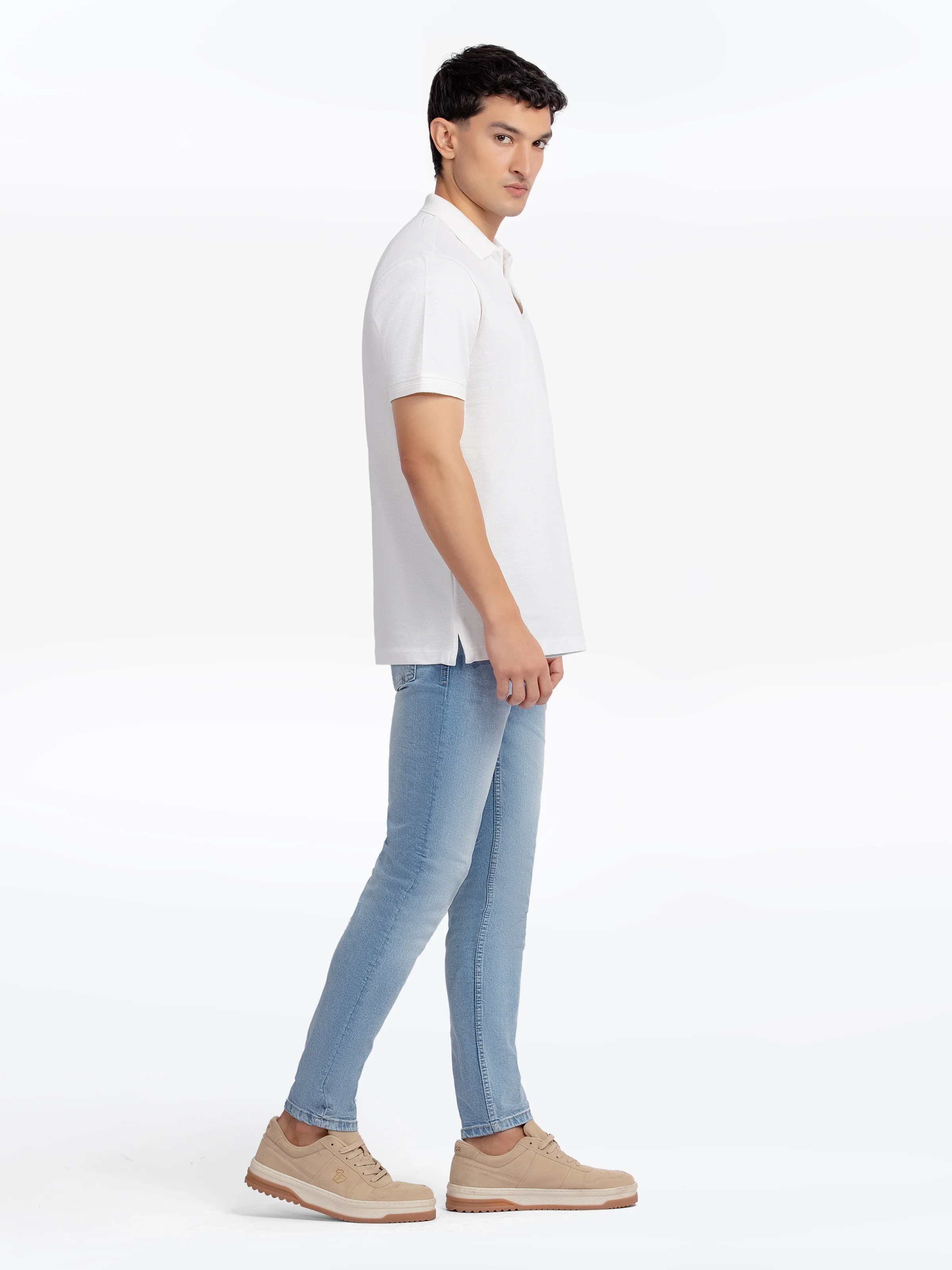 Men's Off White Polo Shirt - EMTPS5-031 - Image 4