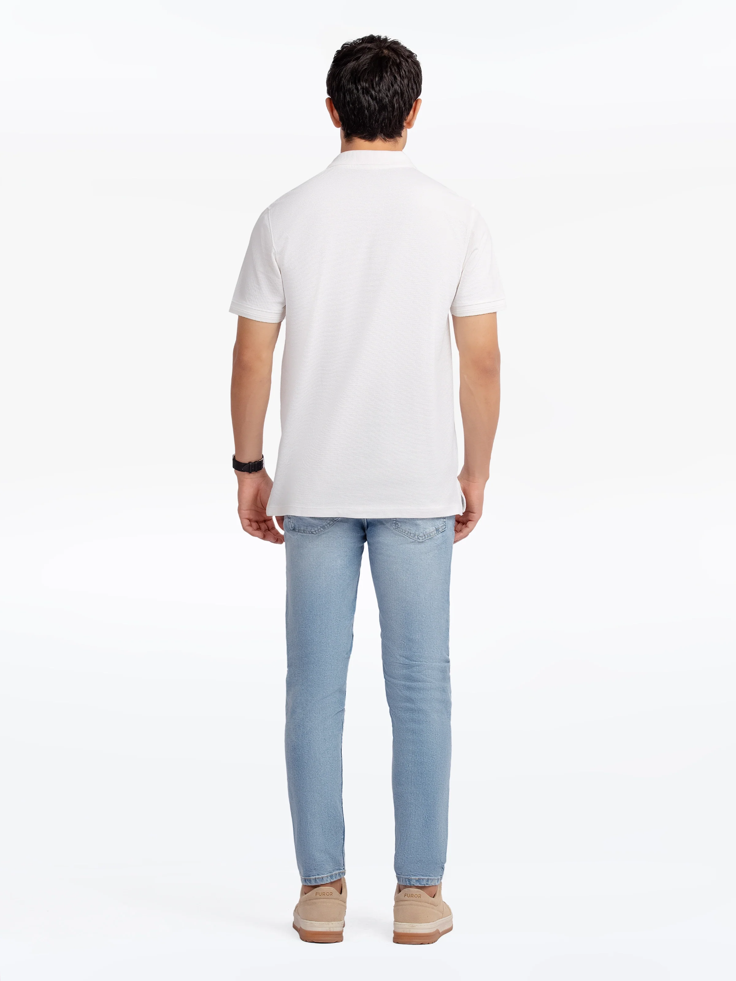 Men's Off White Polo Shirt - EMTPS5-031 - Image 5