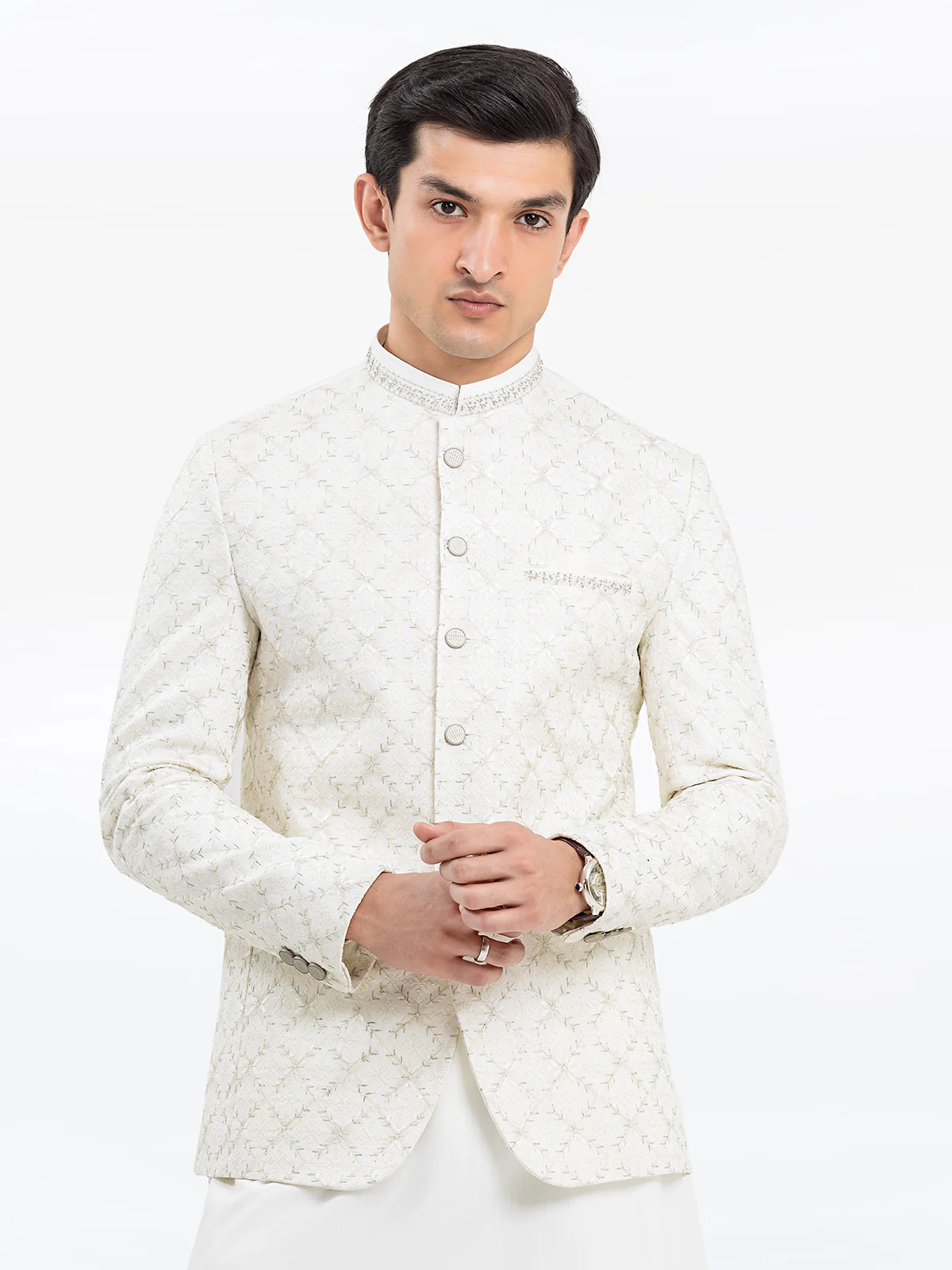 Men's Off White Prince Coat - EMTPC22-012 - Image 2
