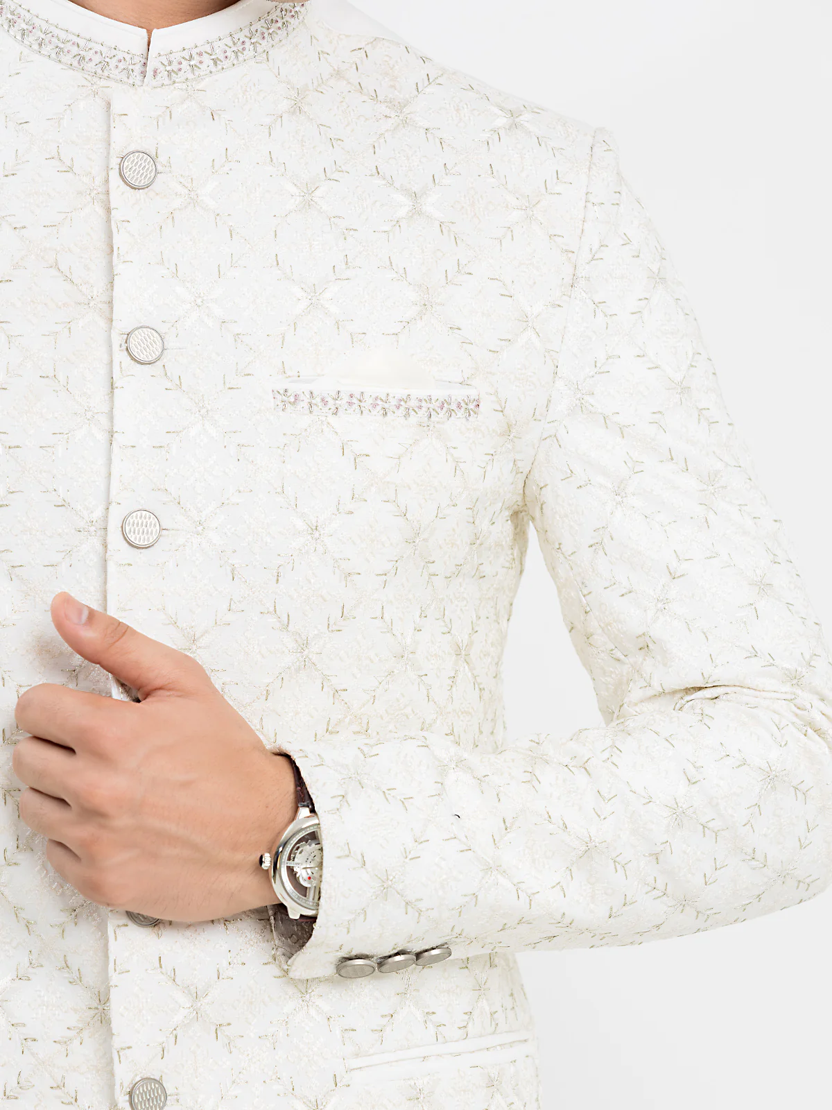 Men's Off White Prince Coat - EMTPC22-012 - Image 4
