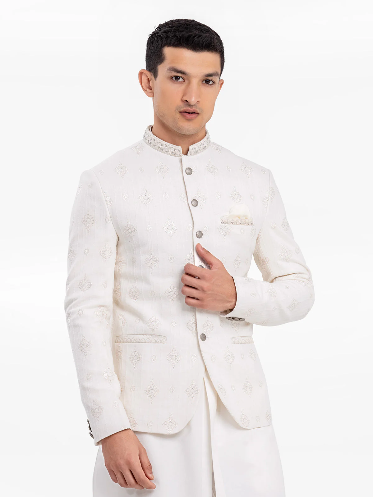 Men's Off White Prince Coat - EMTPC23-028 - Image 2