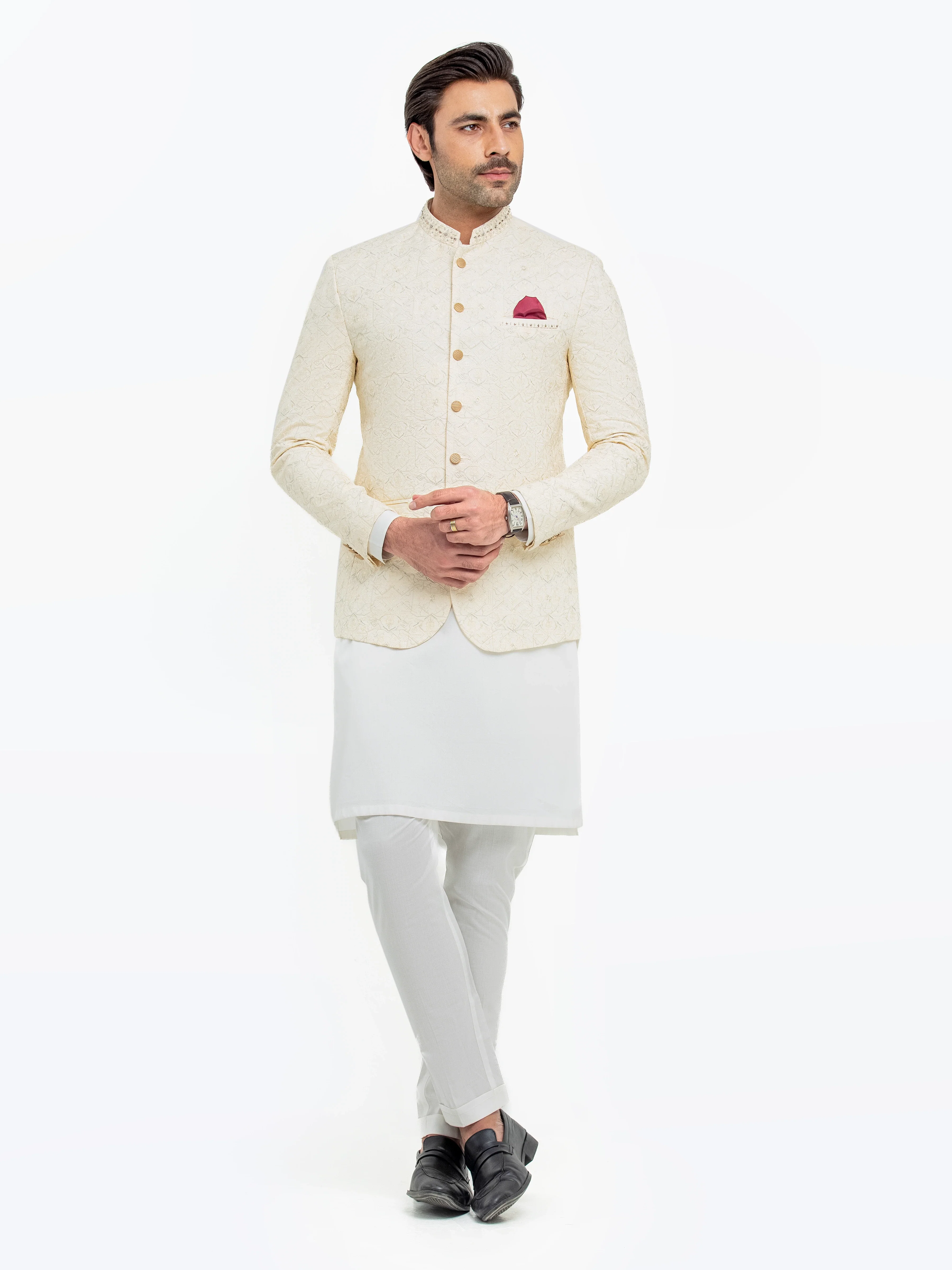 Men's Off White Prince Coat - EMTPC5-015 - Image 2