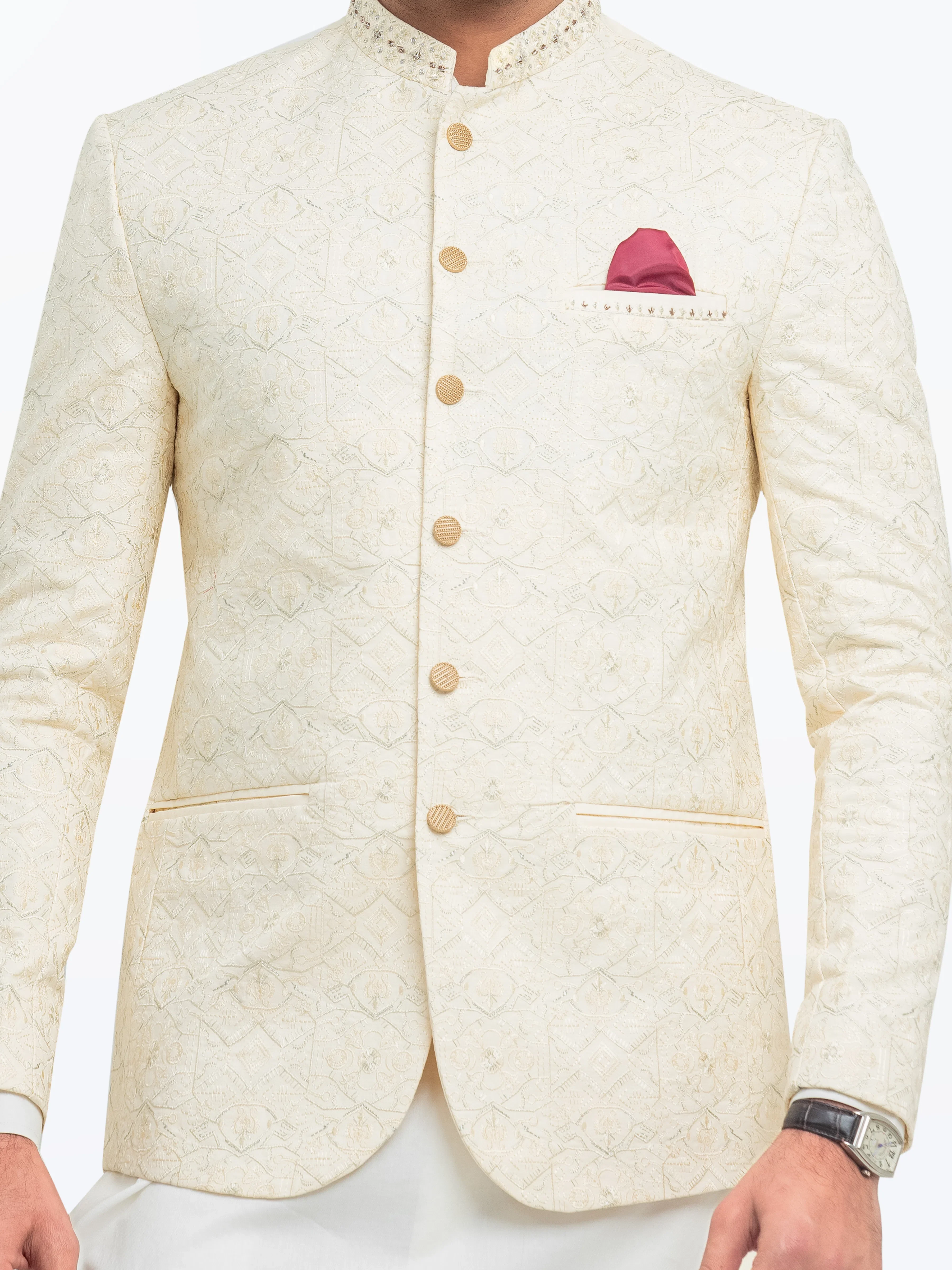 Men's Off White Prince Coat - EMTPC5-015 - Image 3