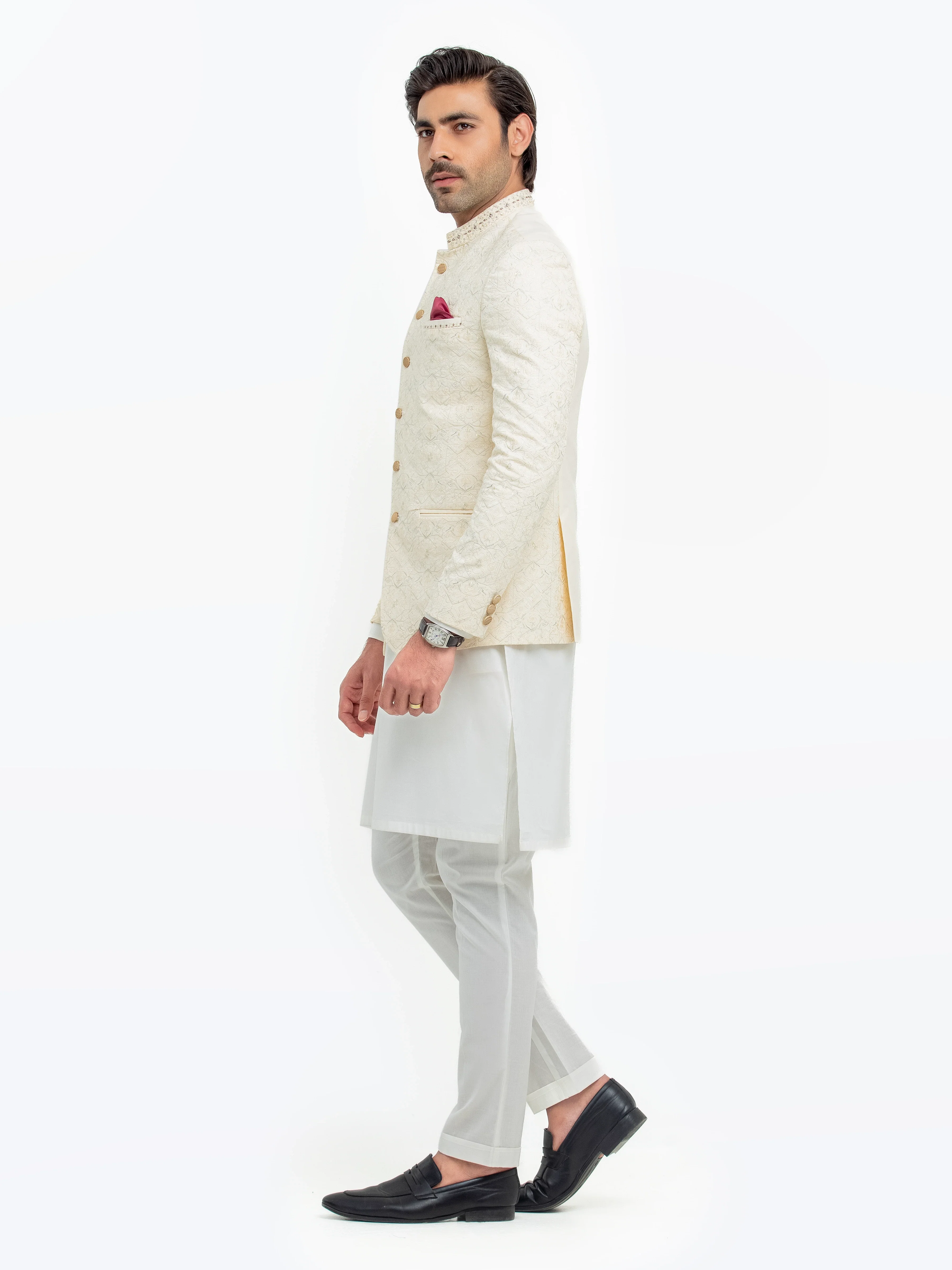 Men's Off White Prince Coat - EMTPC5-015 - Image 4