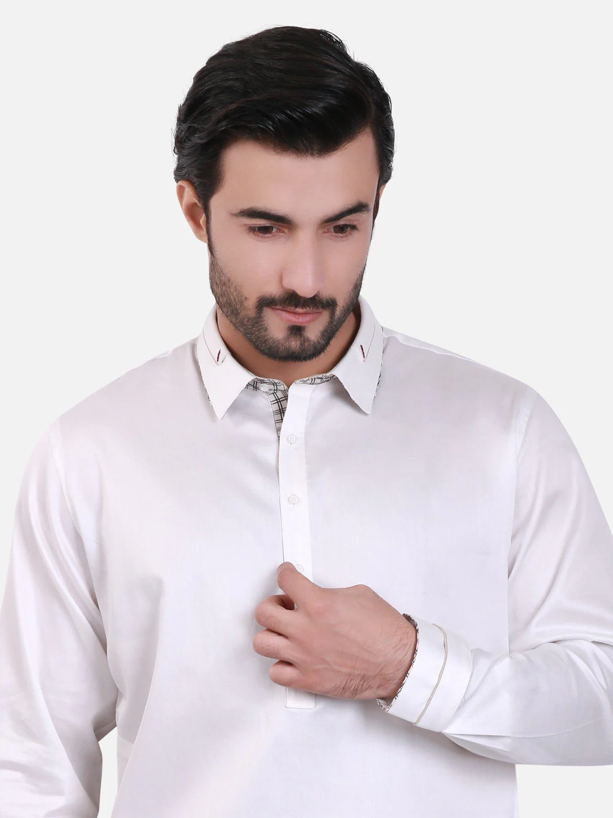 Men's Off White Shalwar Kameez - MTKS-C17S-40456 - Image 2
