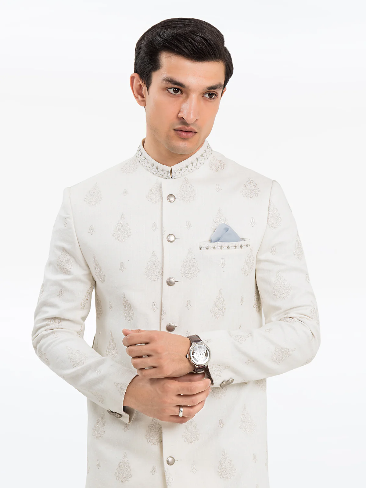 Men's Off White Sherwani - EMTS23-7222 - Image 2