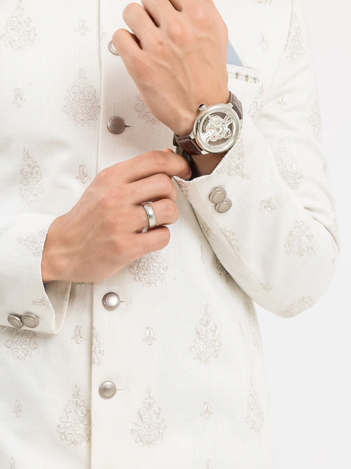 Men's Off White Sherwani - EMTS23-7222 - Image 4