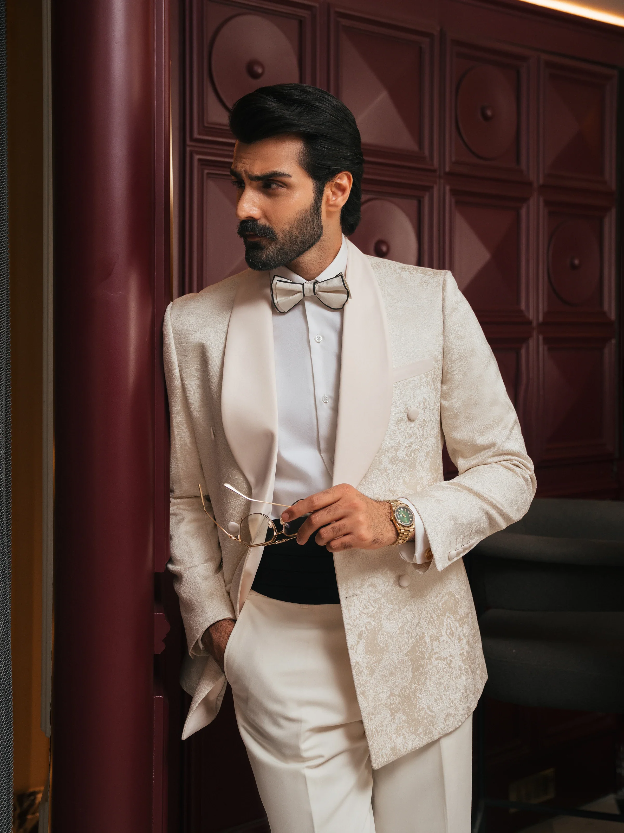 Double Breasted Dinner Collar Tuxedo Suit - ECMTCPT5-1010 - Image 3