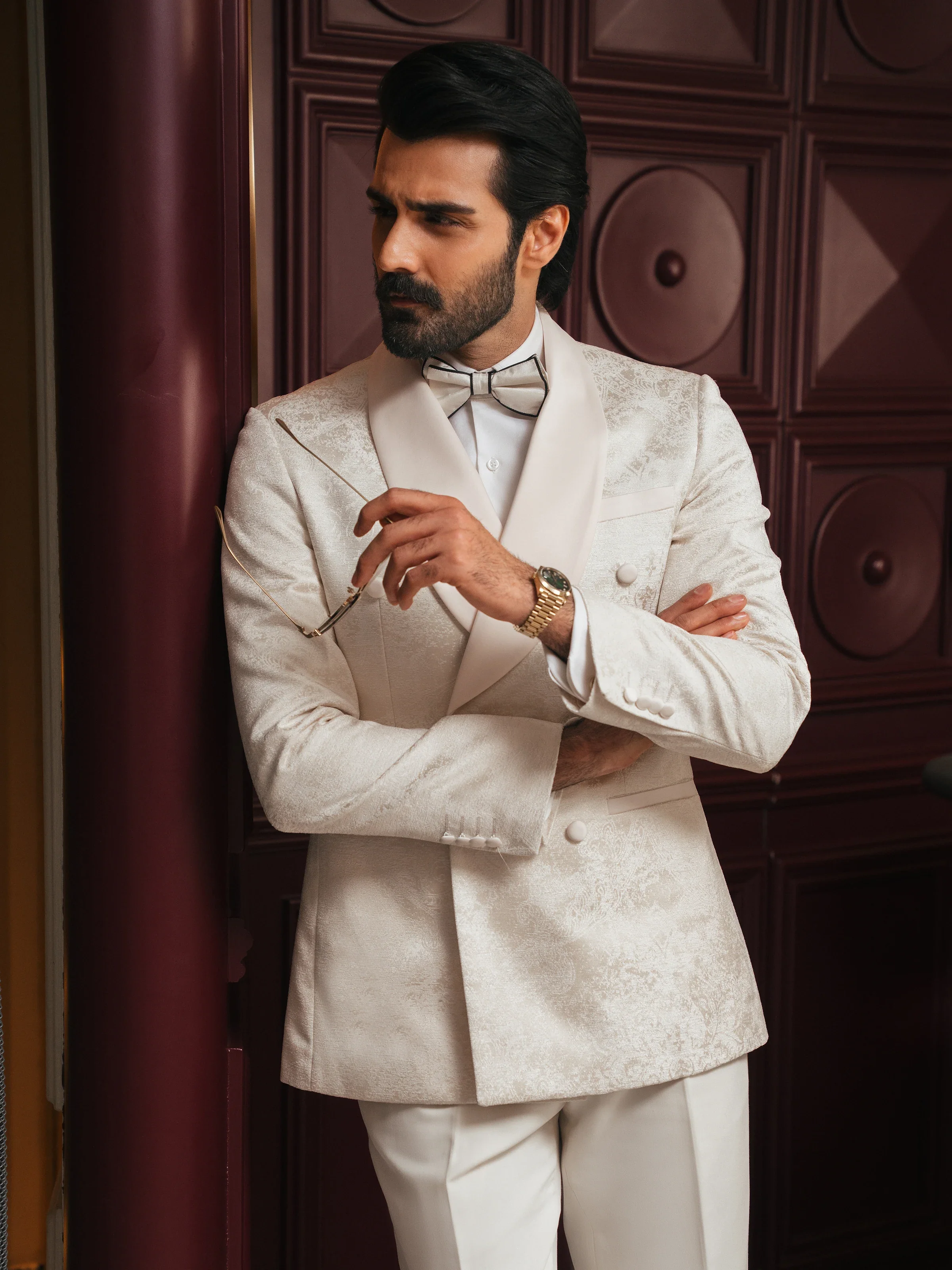 Double Breasted Dinner Collar Tuxedo Suit - ECMTCPT5-1010 - Image 5