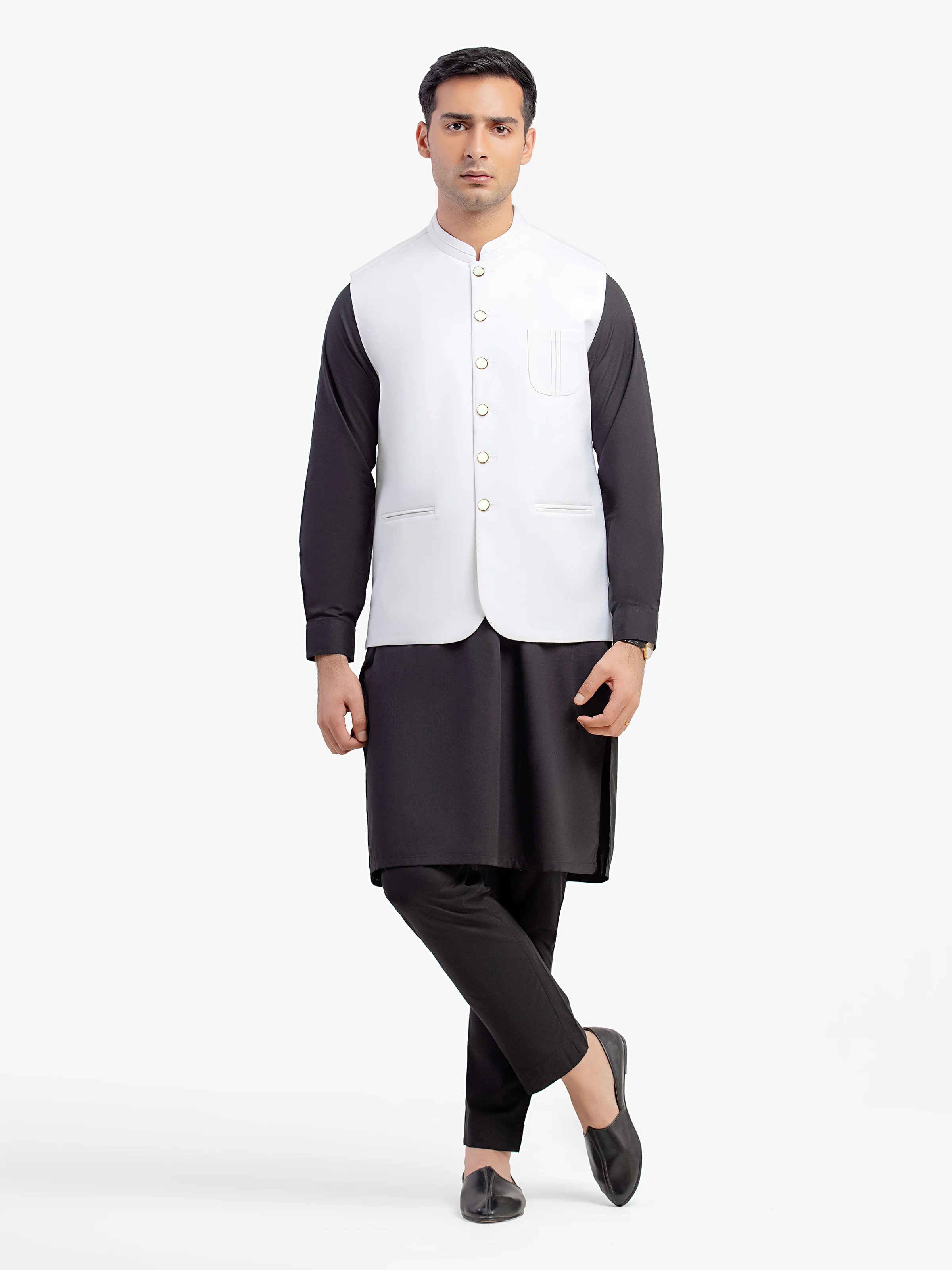 Men's Off White Waist Coat - EMTWCP5-35994 - Image 2
