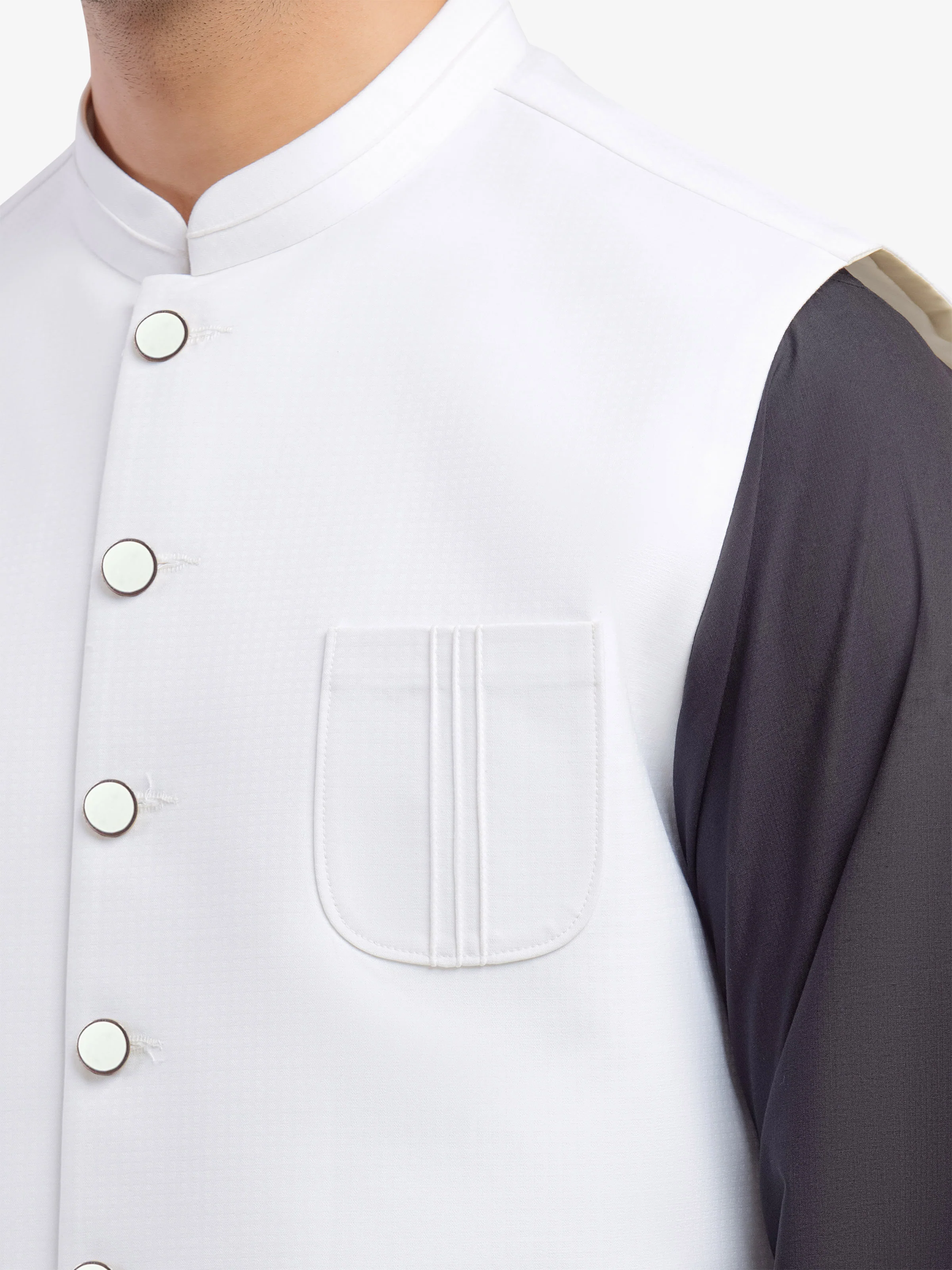 Men's Off White Waist Coat - EMTWCP5-35994 - Image 3