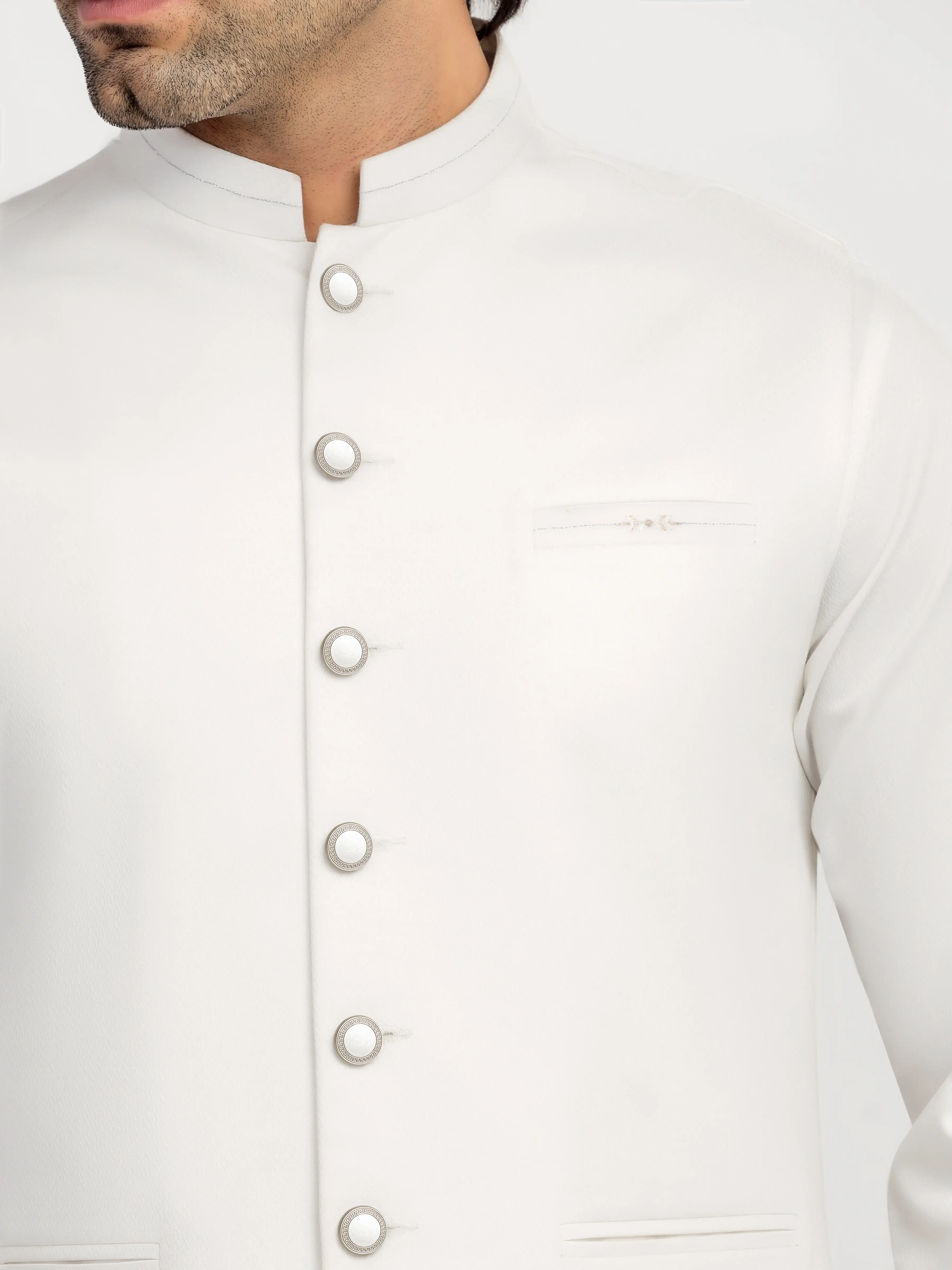 Men's Off White Waist Coat Suit - ECMTWCS5-032 - Image 3