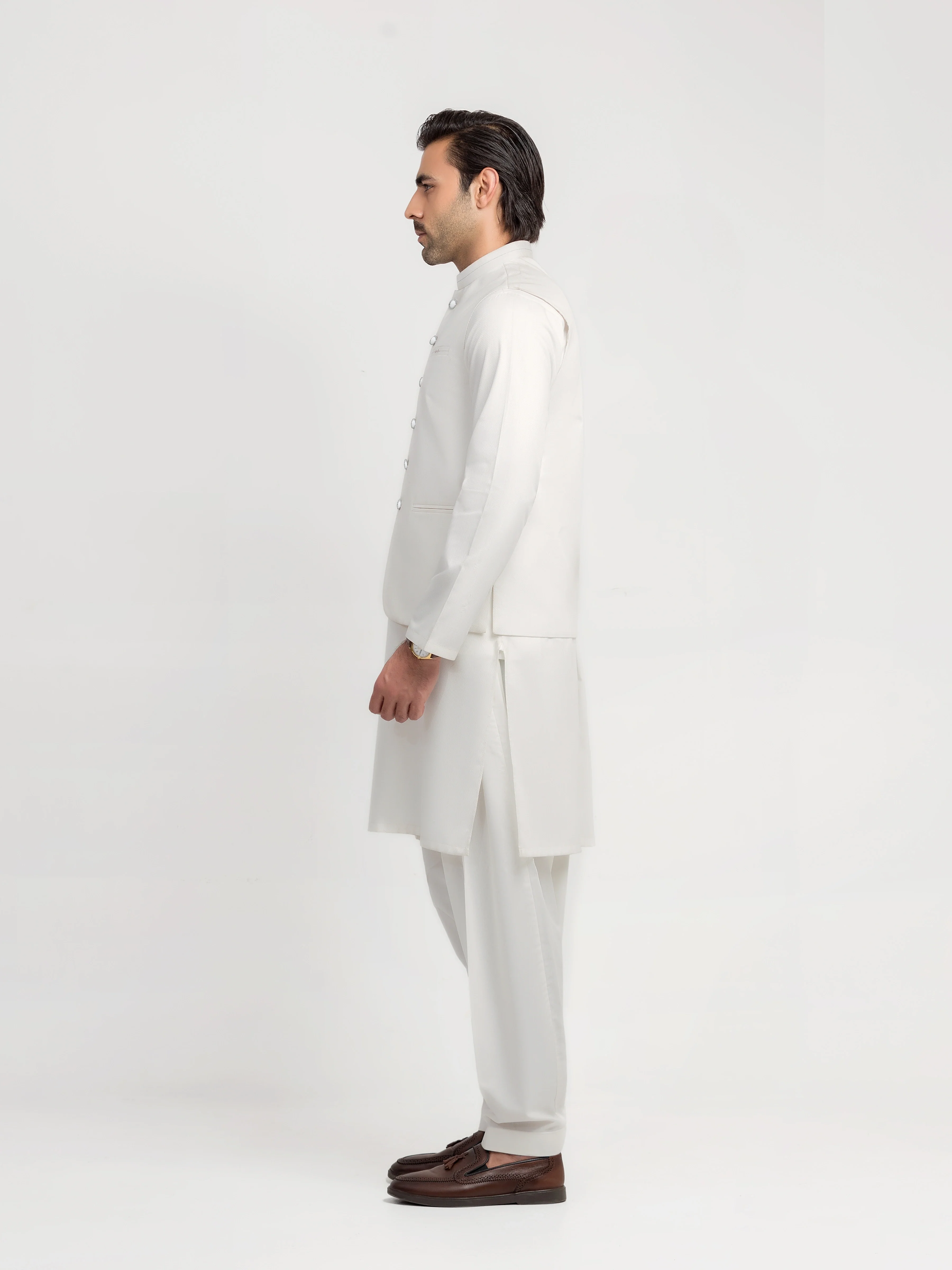 Men's Off White Waist Coat Suit - ECMTWCS5-032 - Image 4