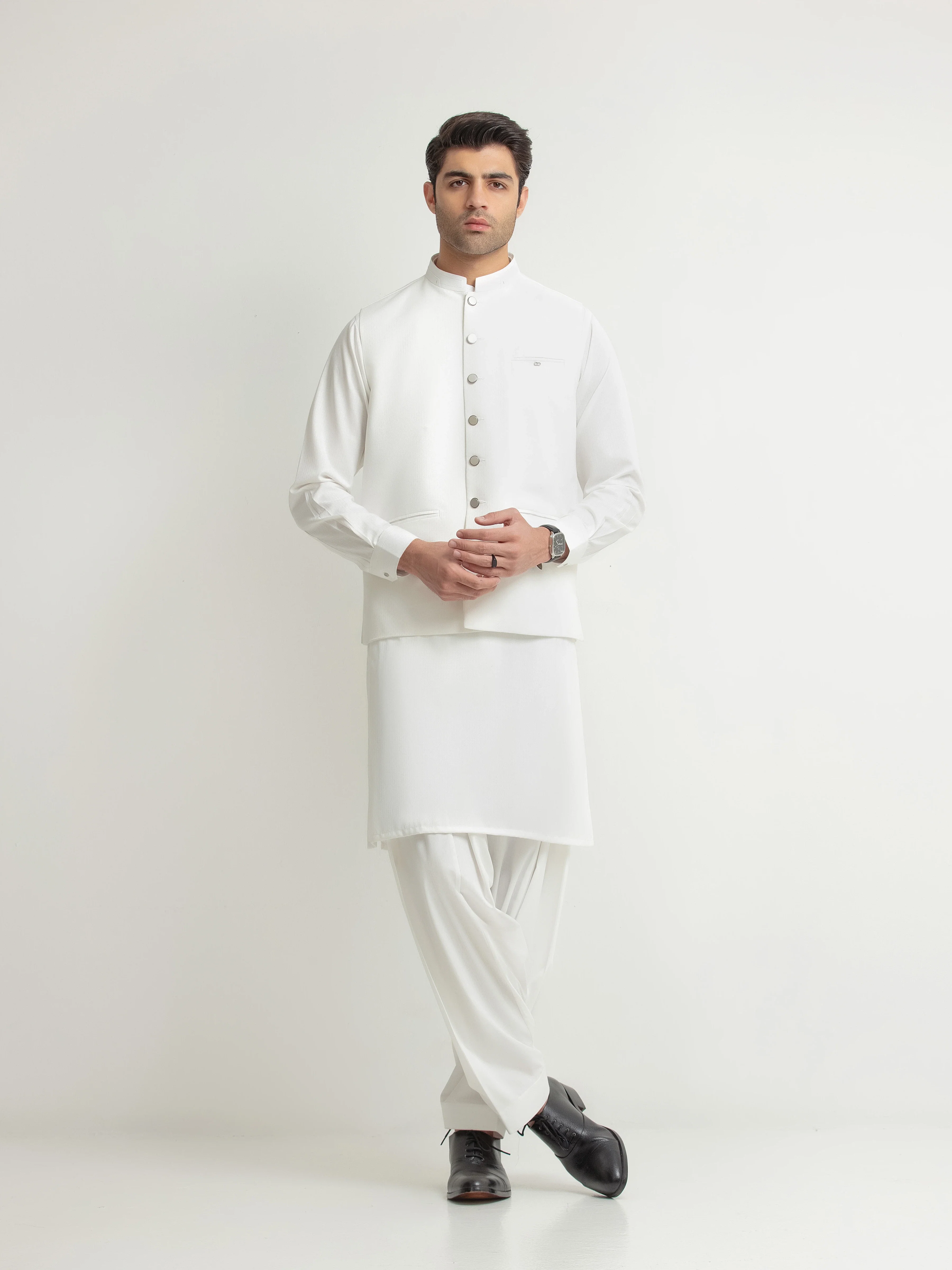 Men's Off White Waist Coat Suit - ECMTWCS6-037 - Image 4