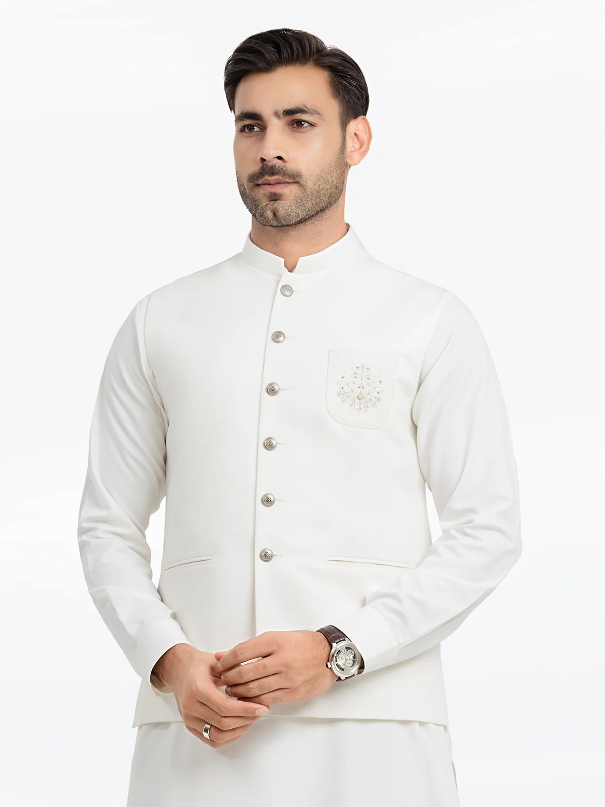 Men's Off White Waist Coat Suit - EMTWCS24-005 - Image 2