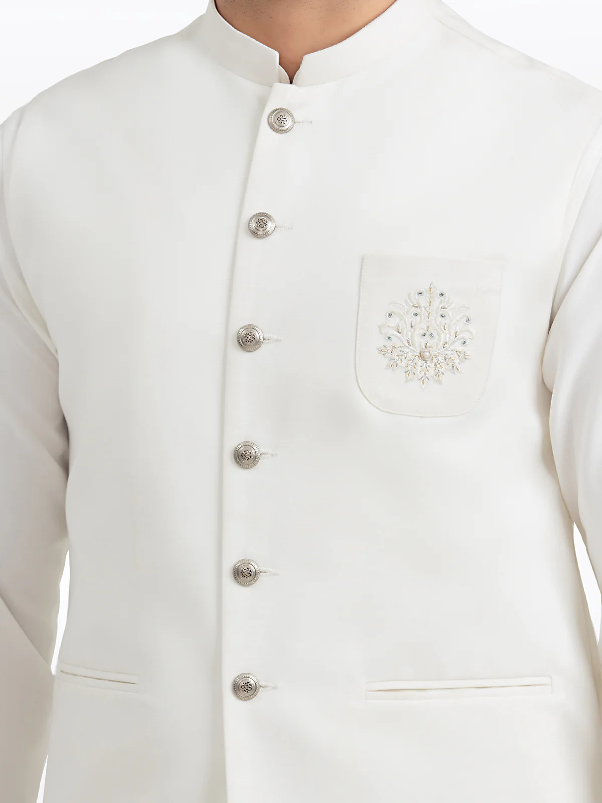 Men's Off White Waist Coat Suit - EMTWCS24-005 - Image 3