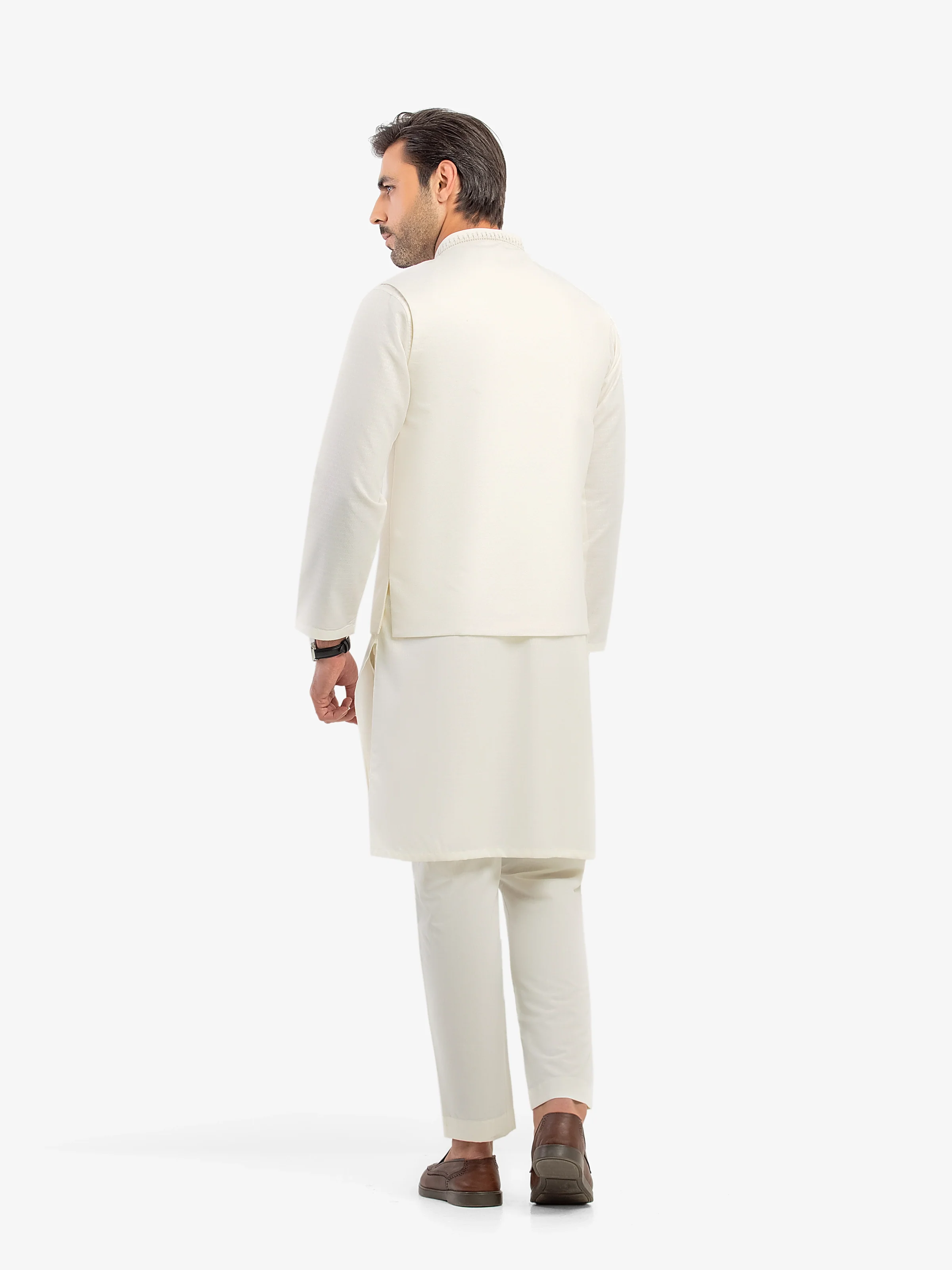 Men's Off White Waist Coat Suit - EMTWCS5-014 - Image 5