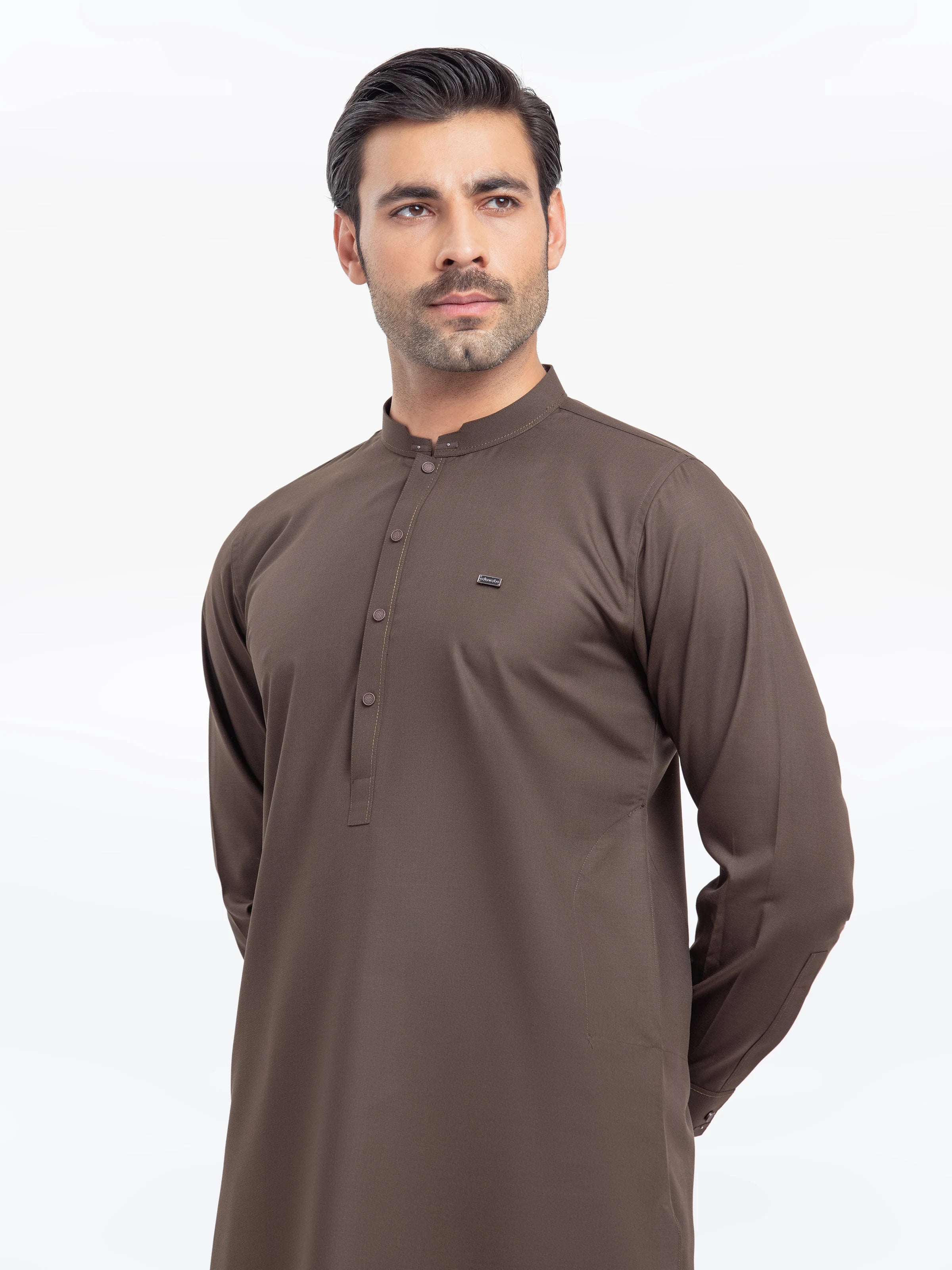 Men's Olive Brown Shalwar Kameez - EMTKST5-99521 - Image 2