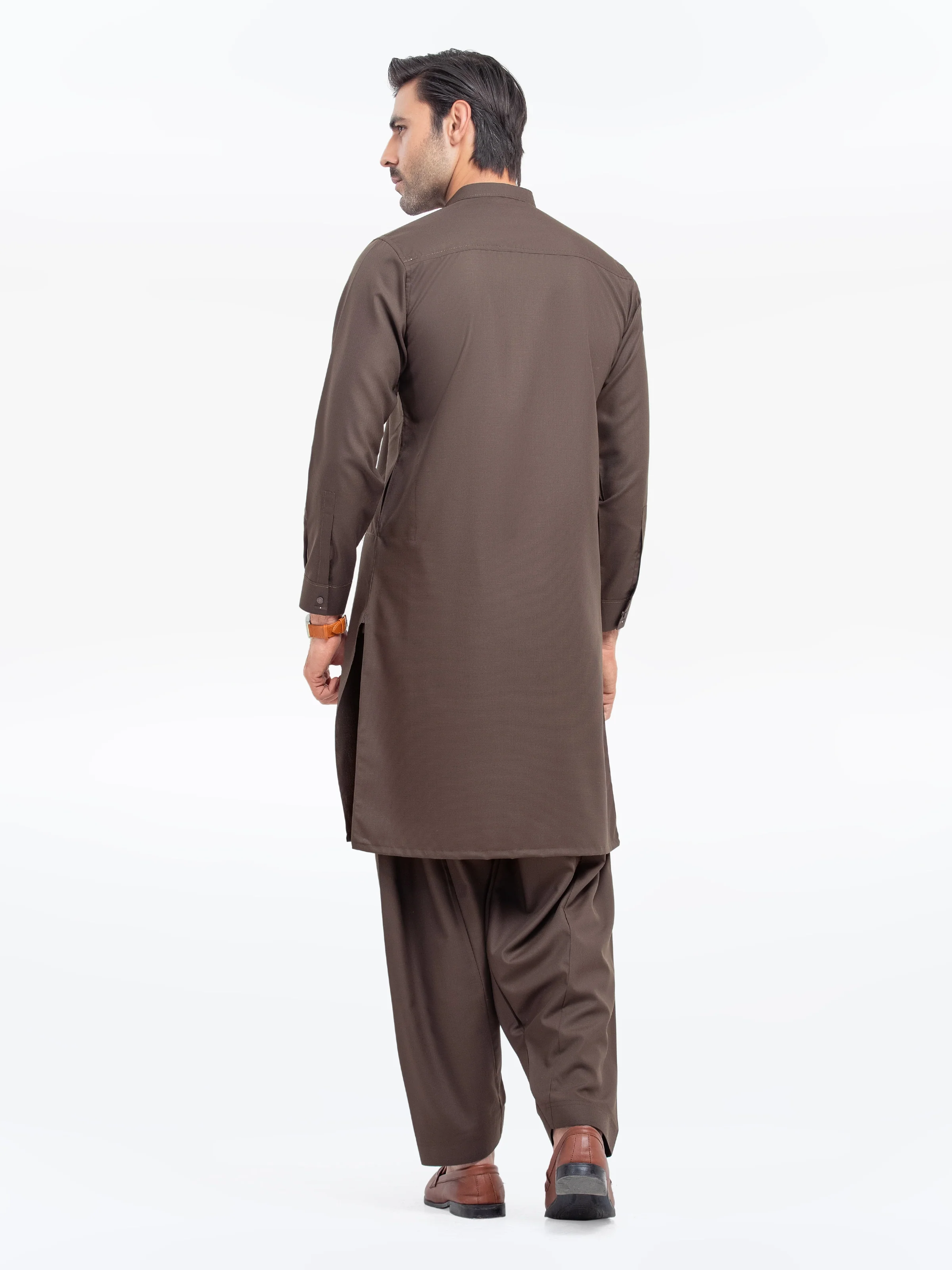 Men's Olive Brown Shalwar Kameez - EMTKST5-99521 - Image 6