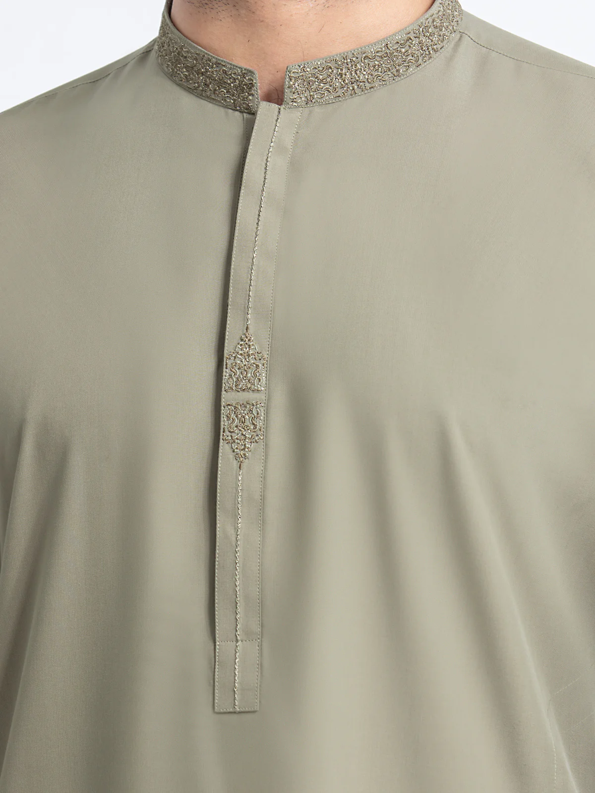 Men's Olive Green Shalwar Kameez - EMTKS24-41097 - Image 3