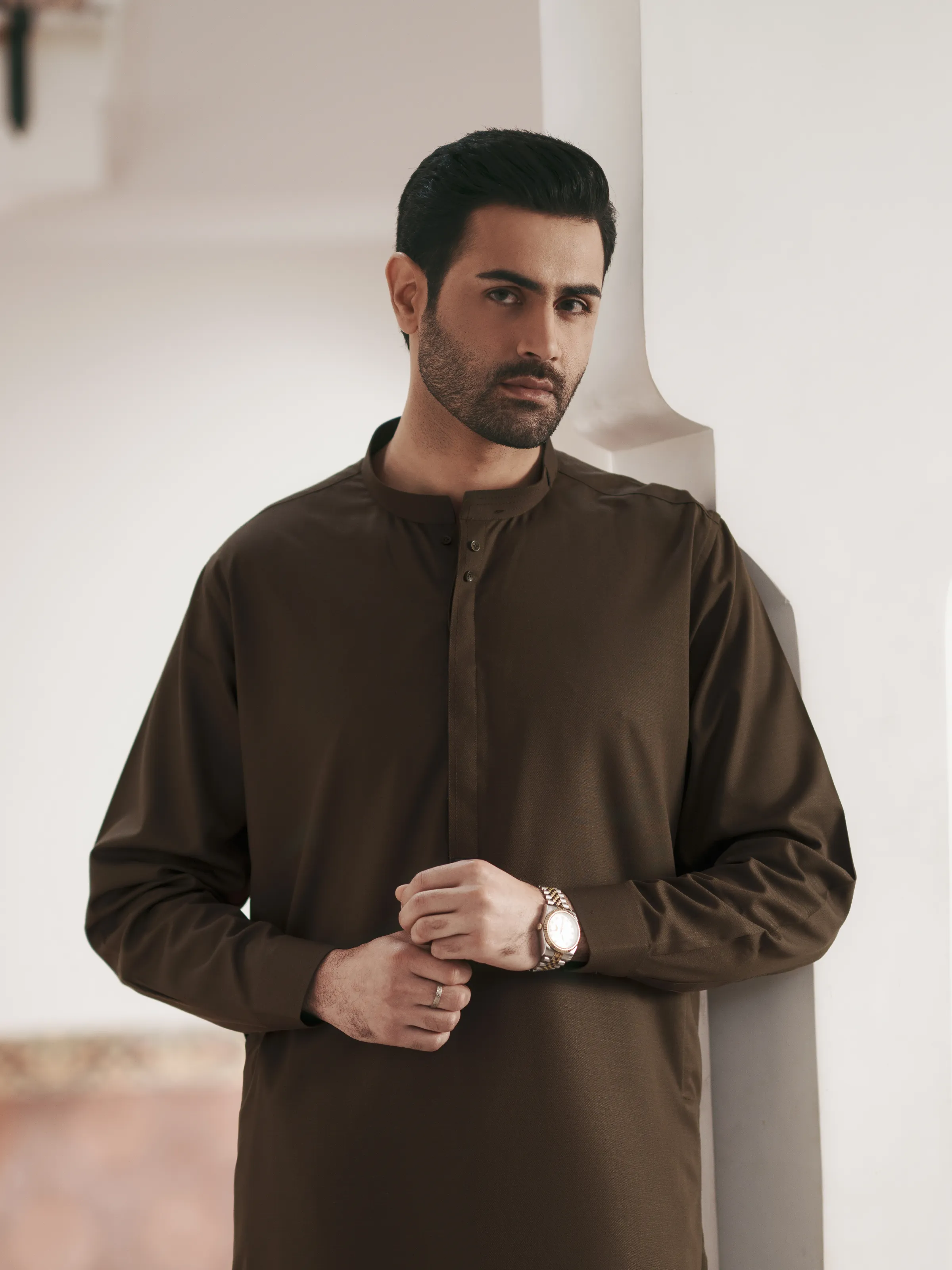 Men's Olive Green Shalwar Kameez - EMTKS6-41250 - Image 2