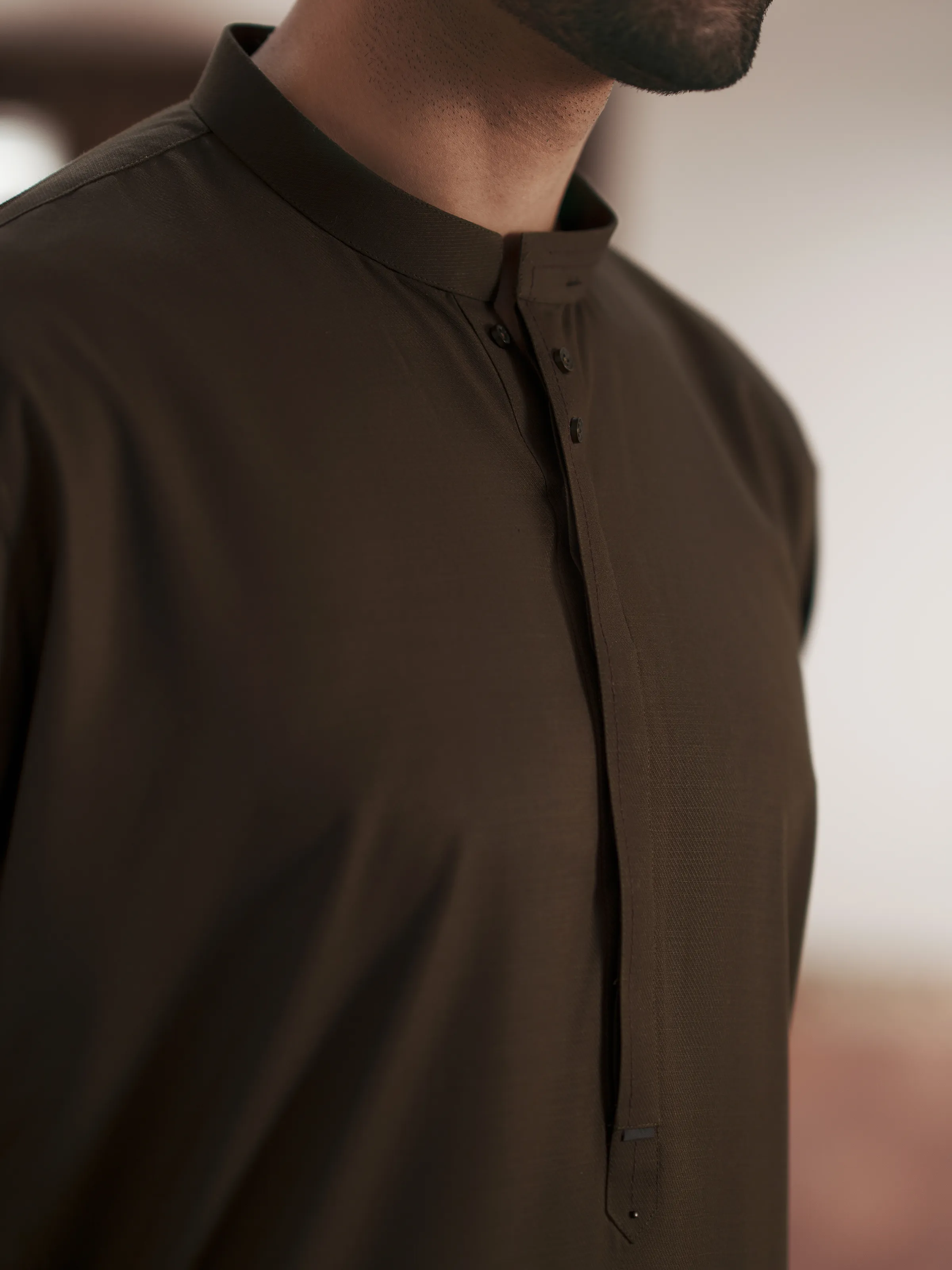 Men's Olive Green Shalwar Kameez - EMTKS6-41250 - Image 4