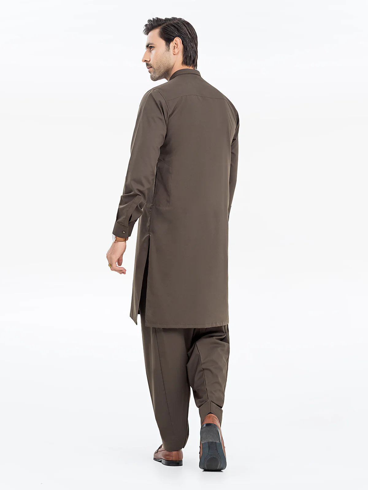 Men's Olive Green Shalwar Kameez - EMTKST24S-99454 - Image 5
