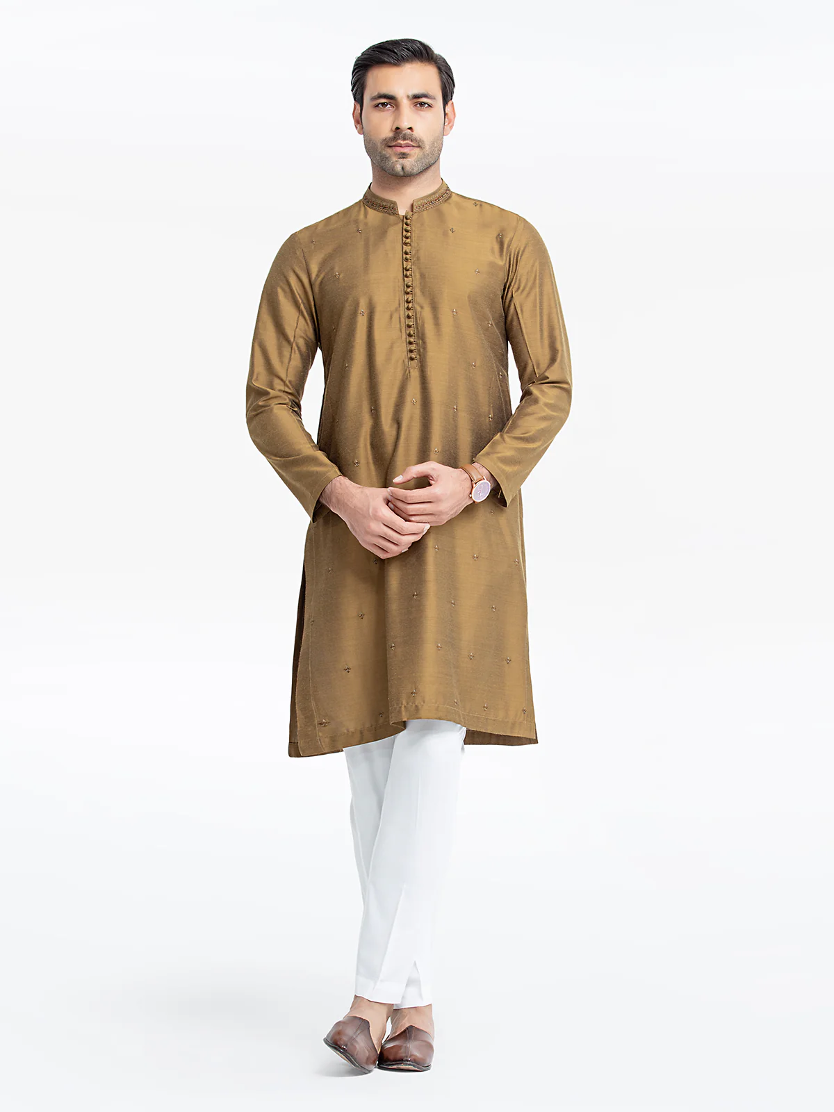 Men's Olive Kurta - EMTKC24-118 - Image 2