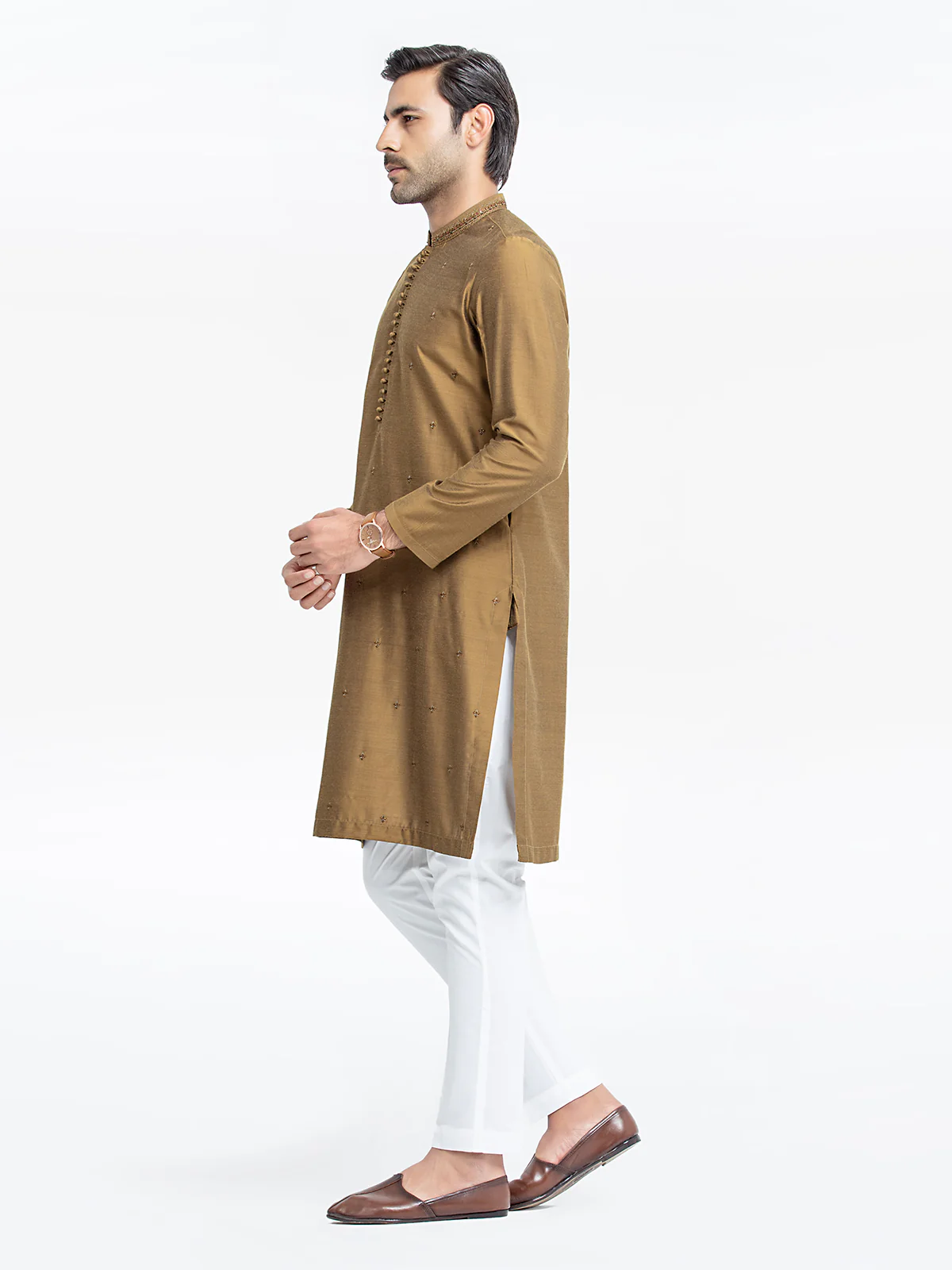 Men's Olive Kurta - EMTKC24-118 - Image 4