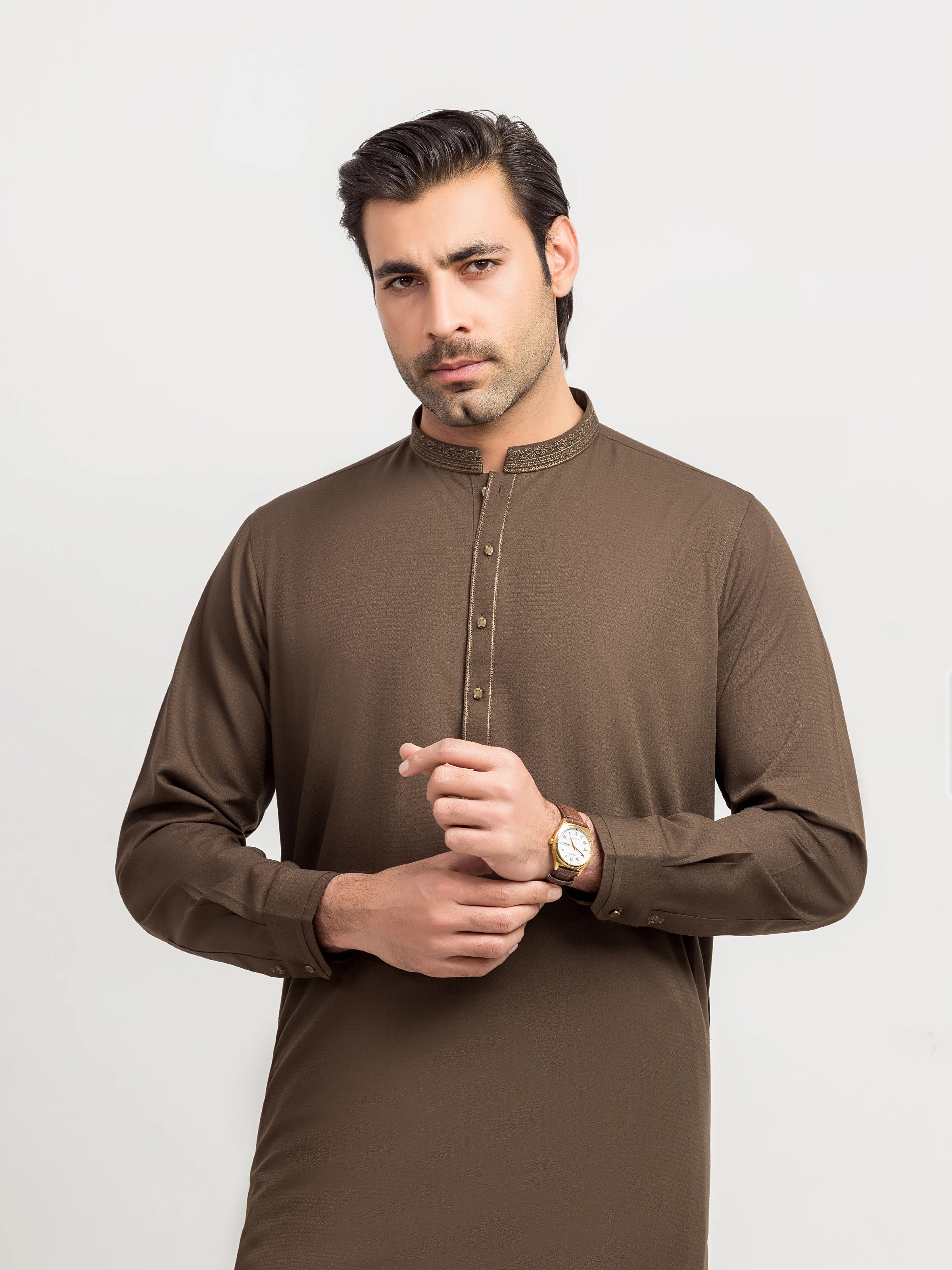 Men's Olive Shalwar Kameez - EMTKS5-41204 - Image 2