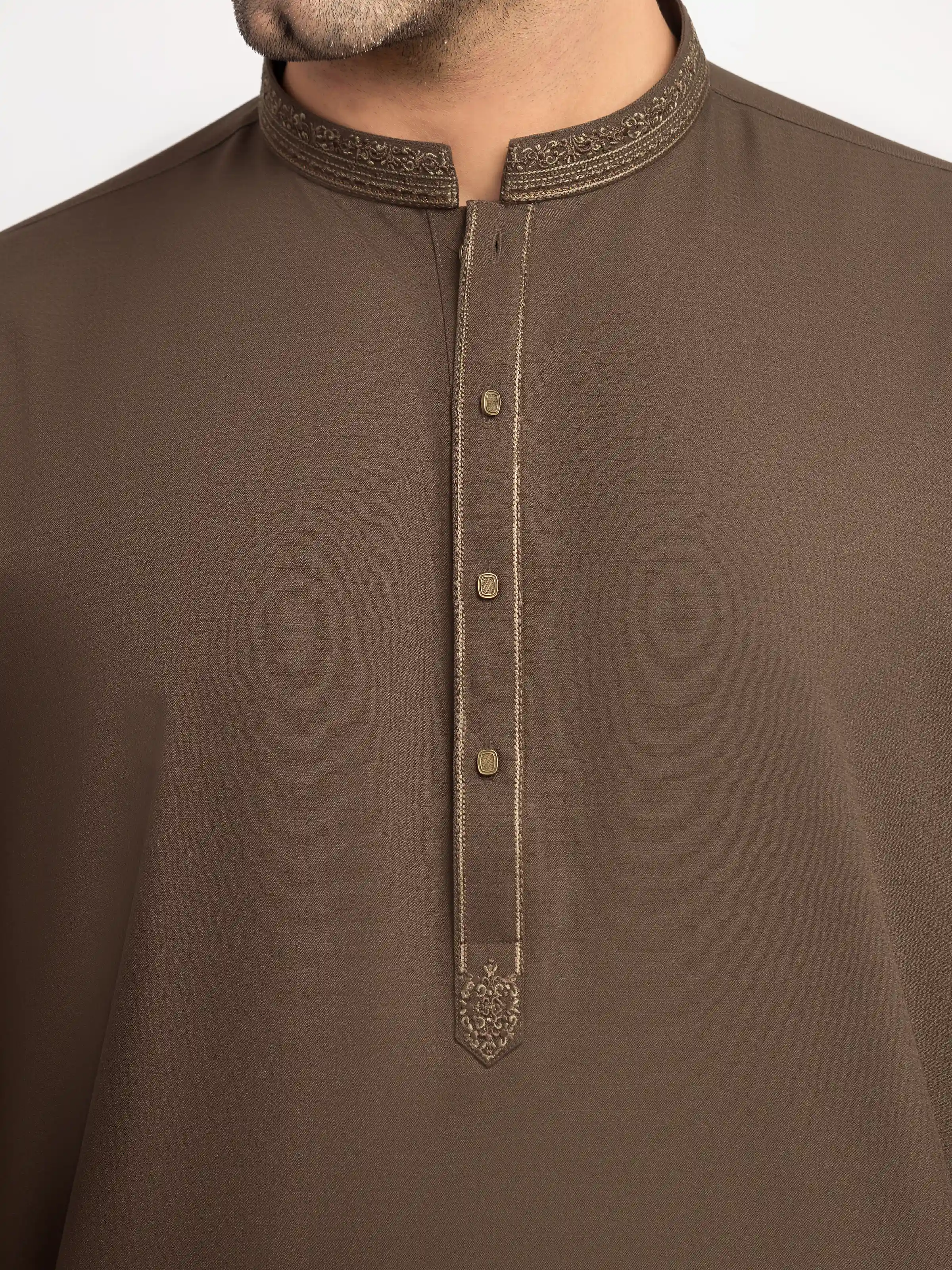 Men's Olive Shalwar Kameez - EMTKS5-41204 - Image 3