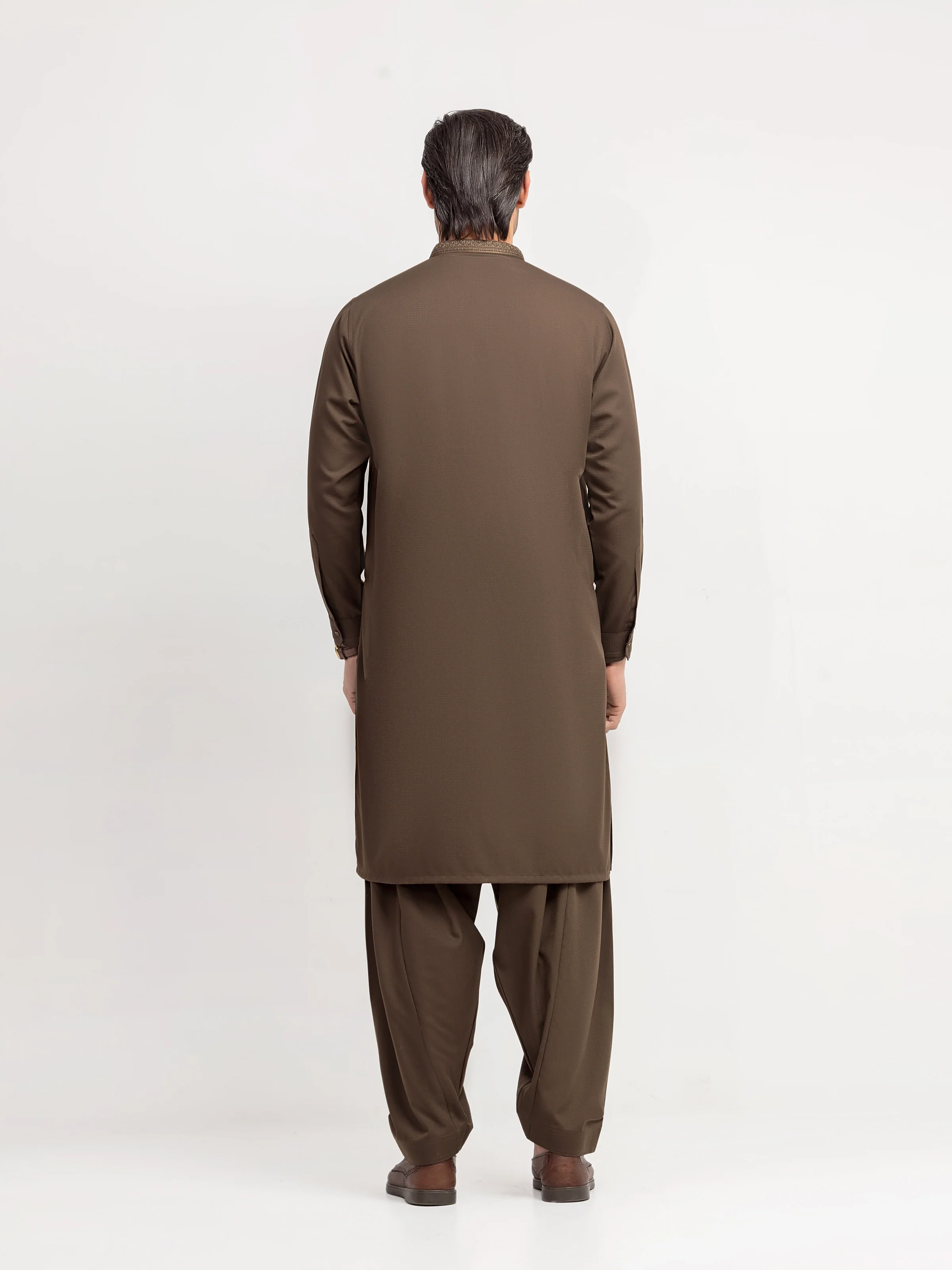 Men's Olive Shalwar Kameez - EMTKS5-41204 - Image 5