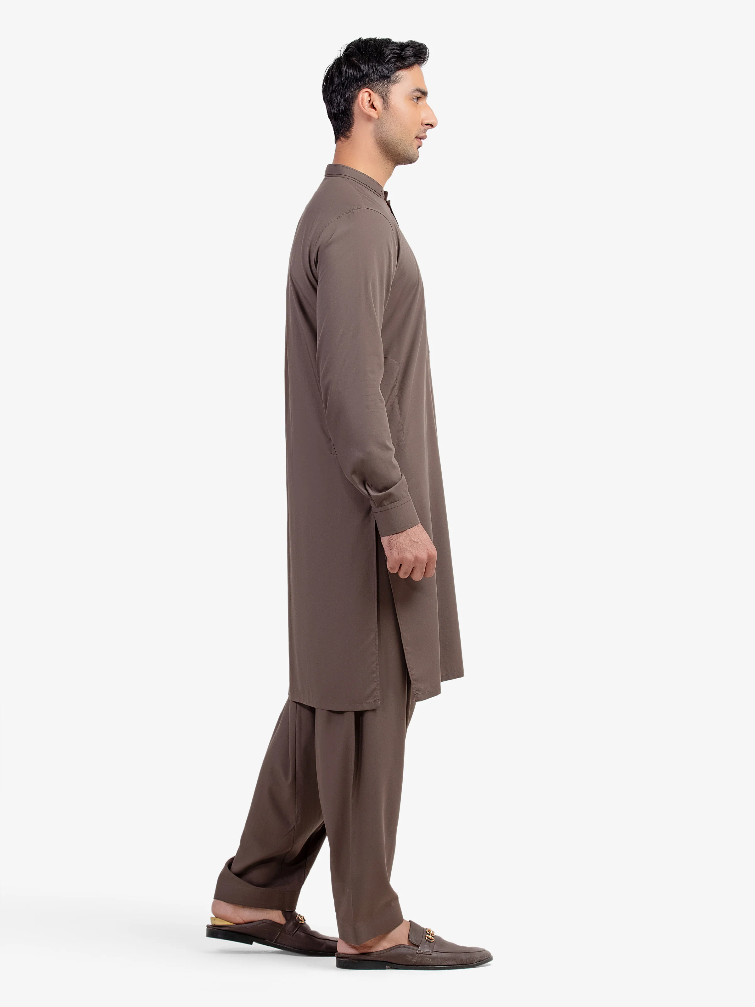 Men's Olive Shalwar Kameez - EMTKST5-99585 - Image 4