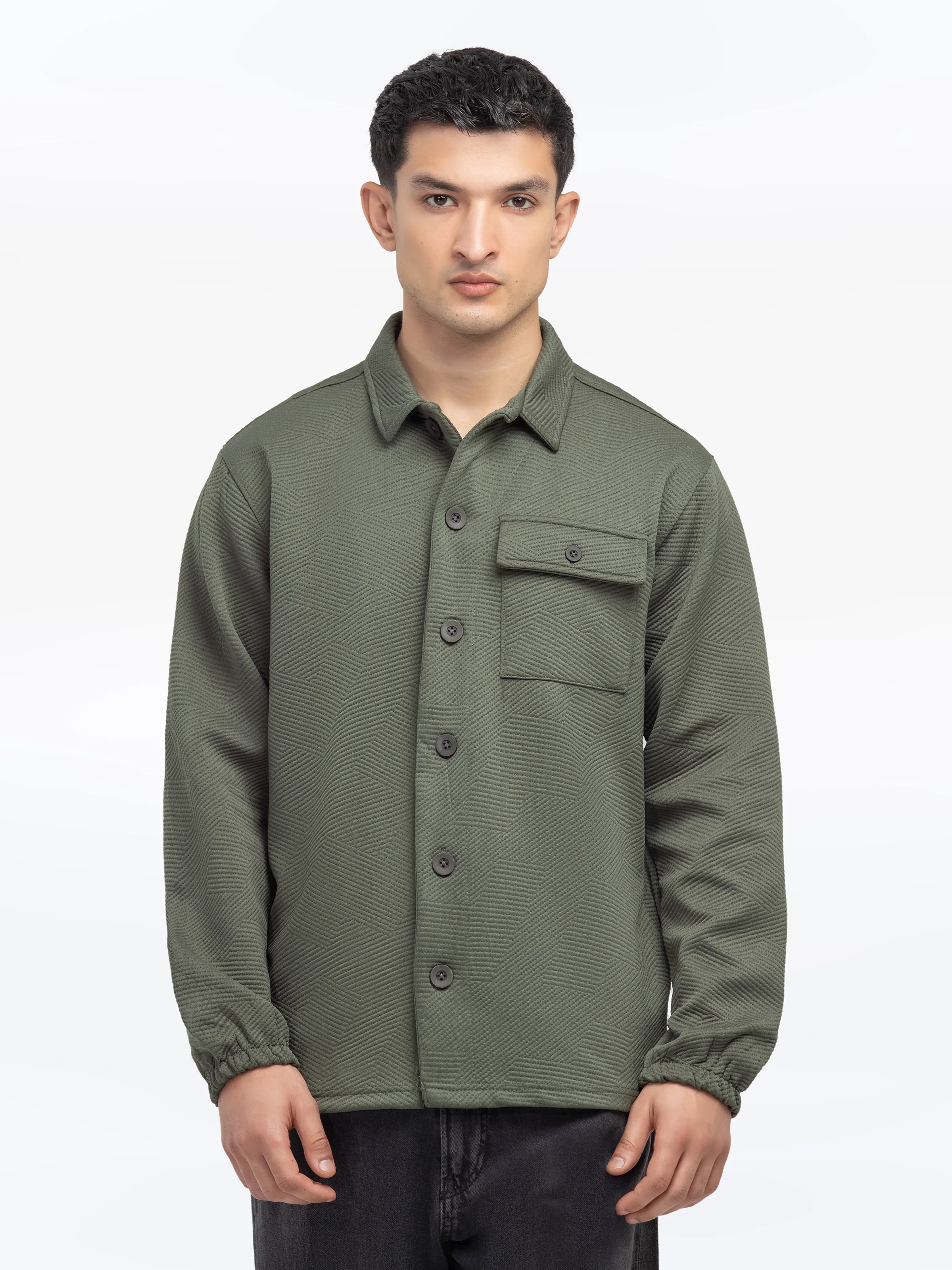 Men's Olive Shacket - EMTJS24-002 - Image 2