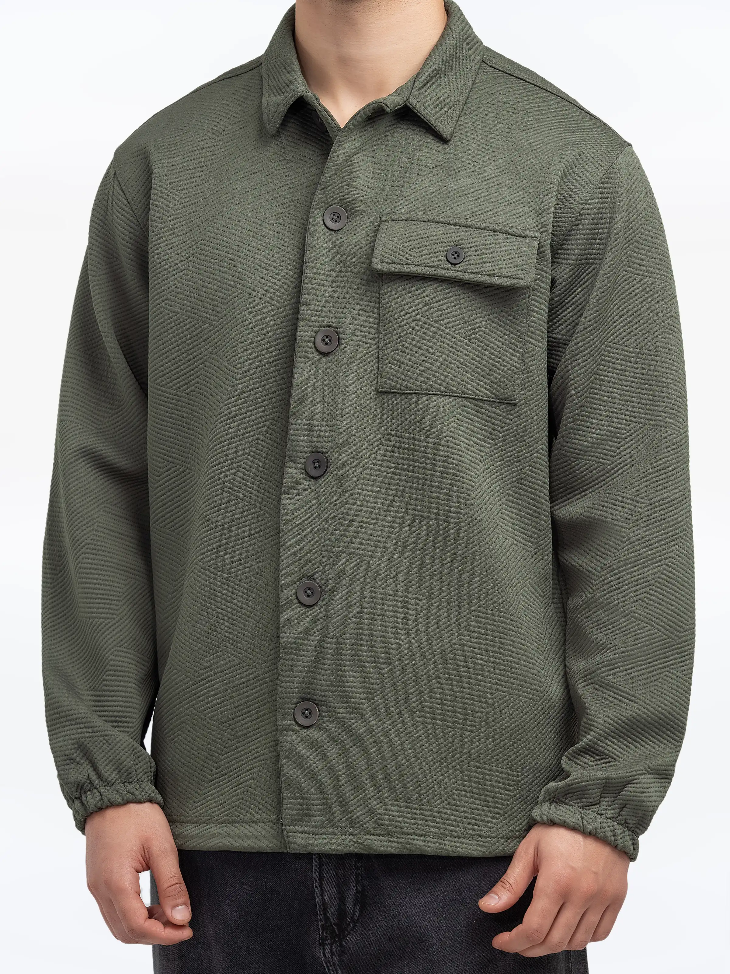 Men's Olive Shacket - EMTJS24-002 - Image 3