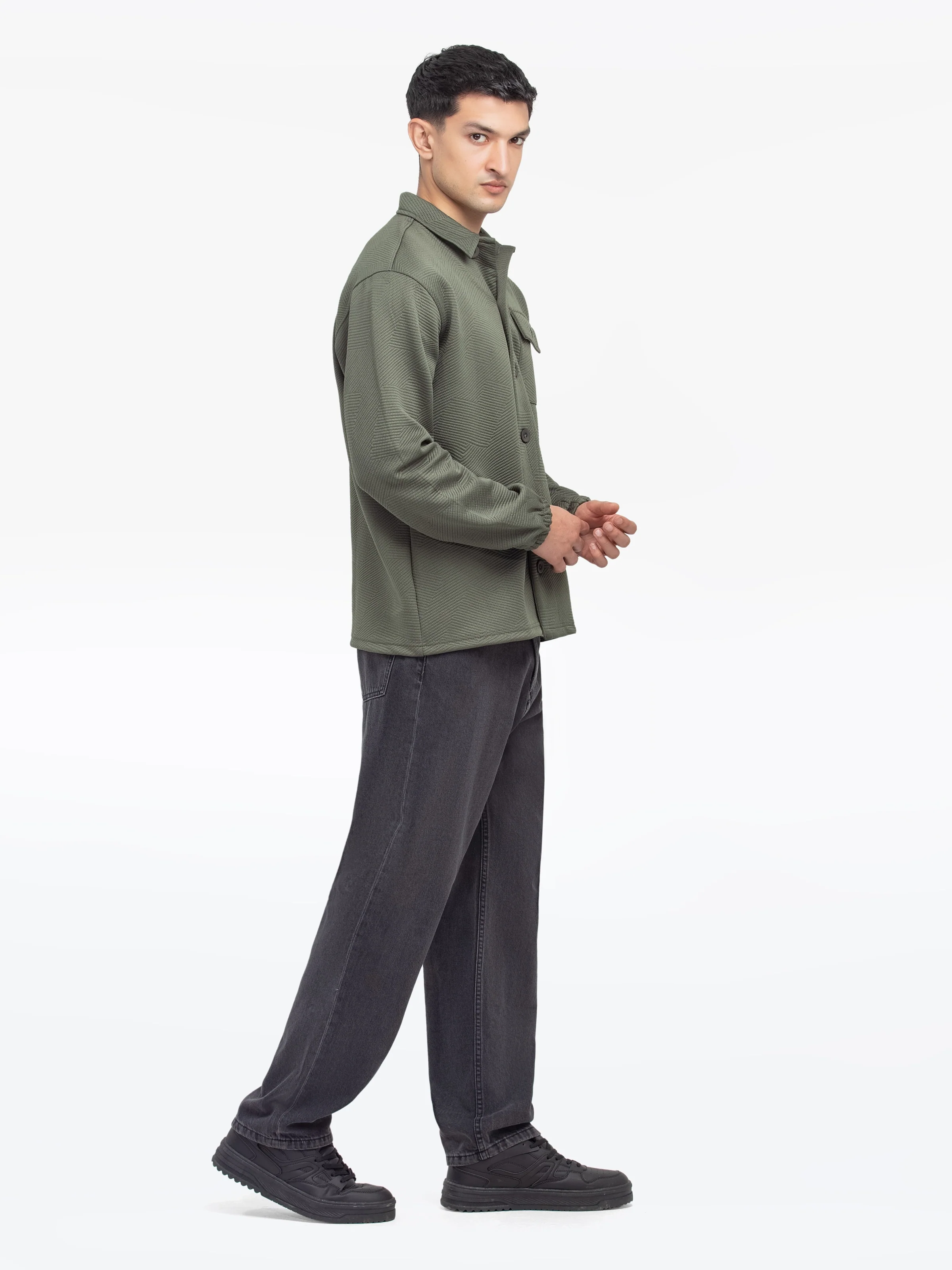 Men's Olive Shacket - EMTJS24-002 - Image 4