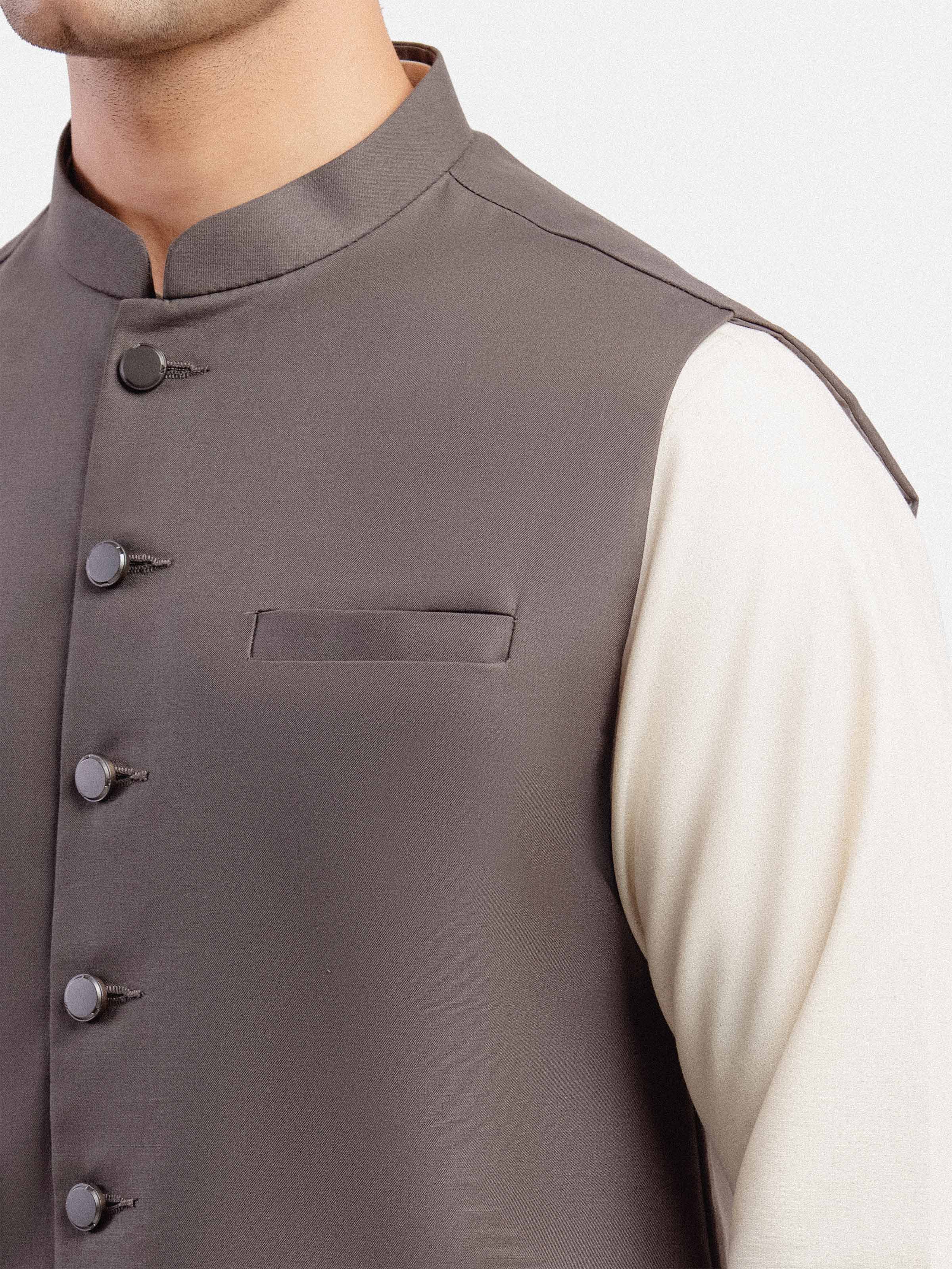 Men's Olive Waist Coat - EMTWCP5-35973 - Image 3