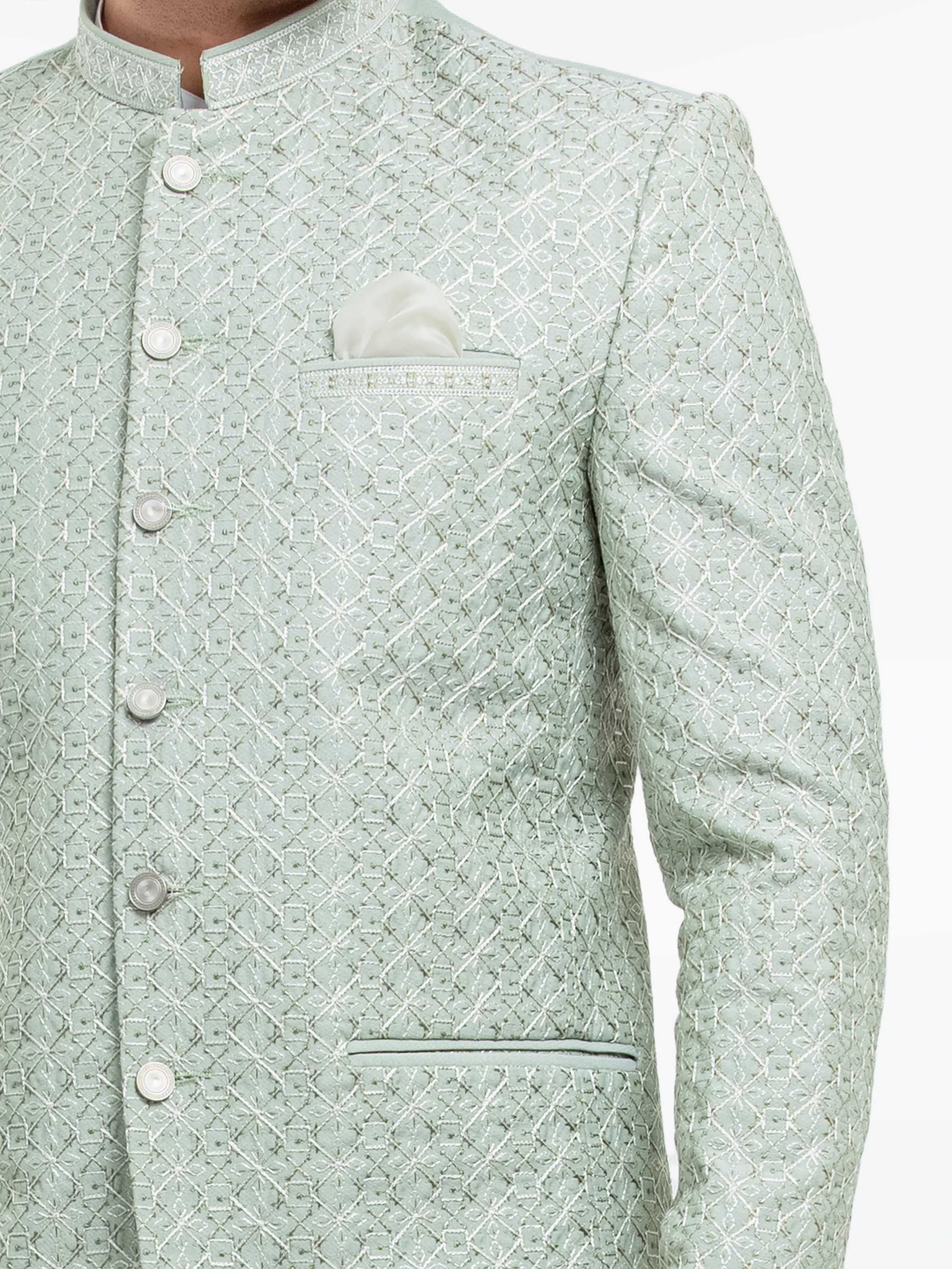 Men's Pastel Green Prince Coat - EMTPC23-023 - Image 3