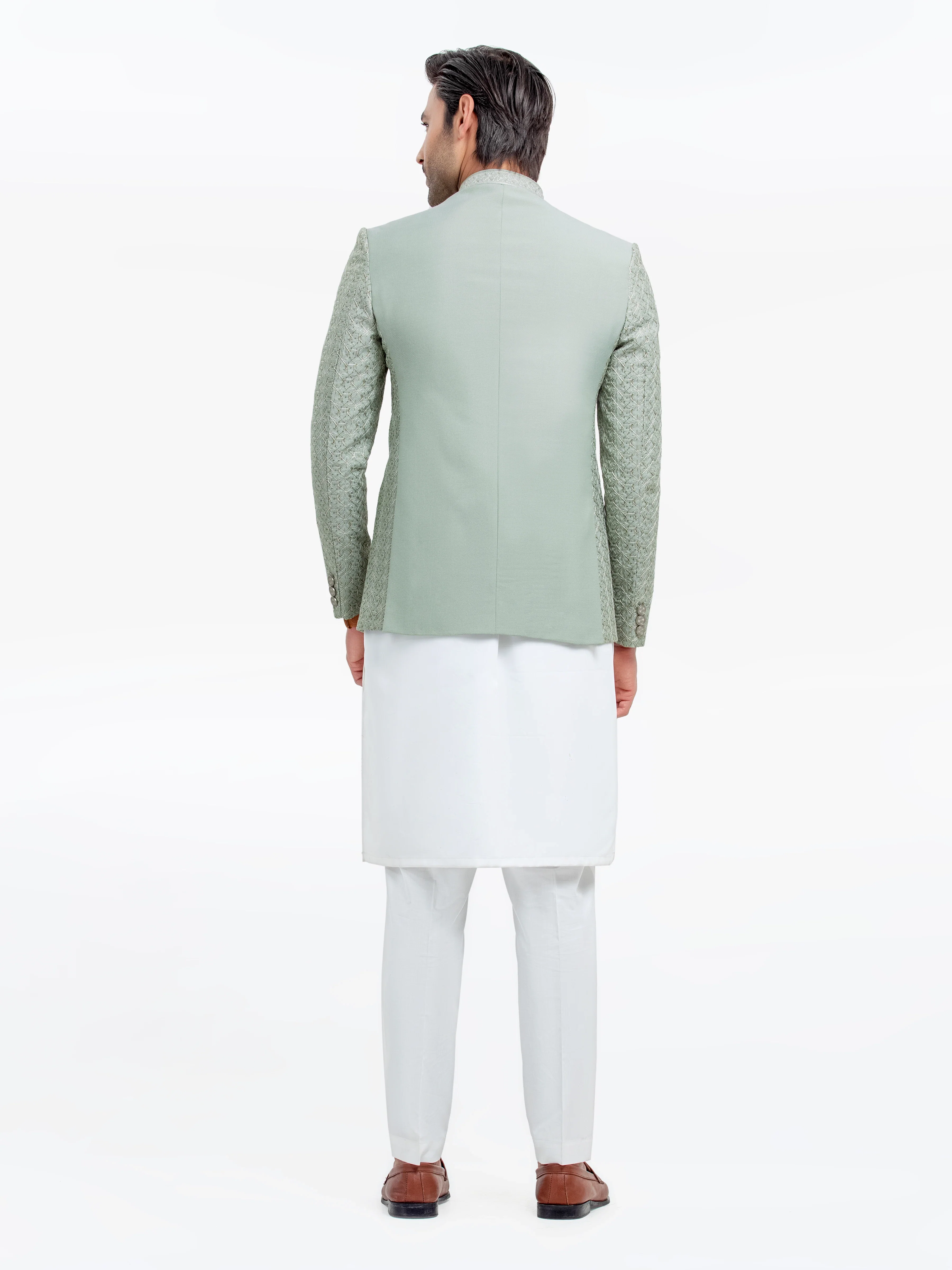 Men's Pastel Green Prince Coat - EMTPC23-023 - Image 5