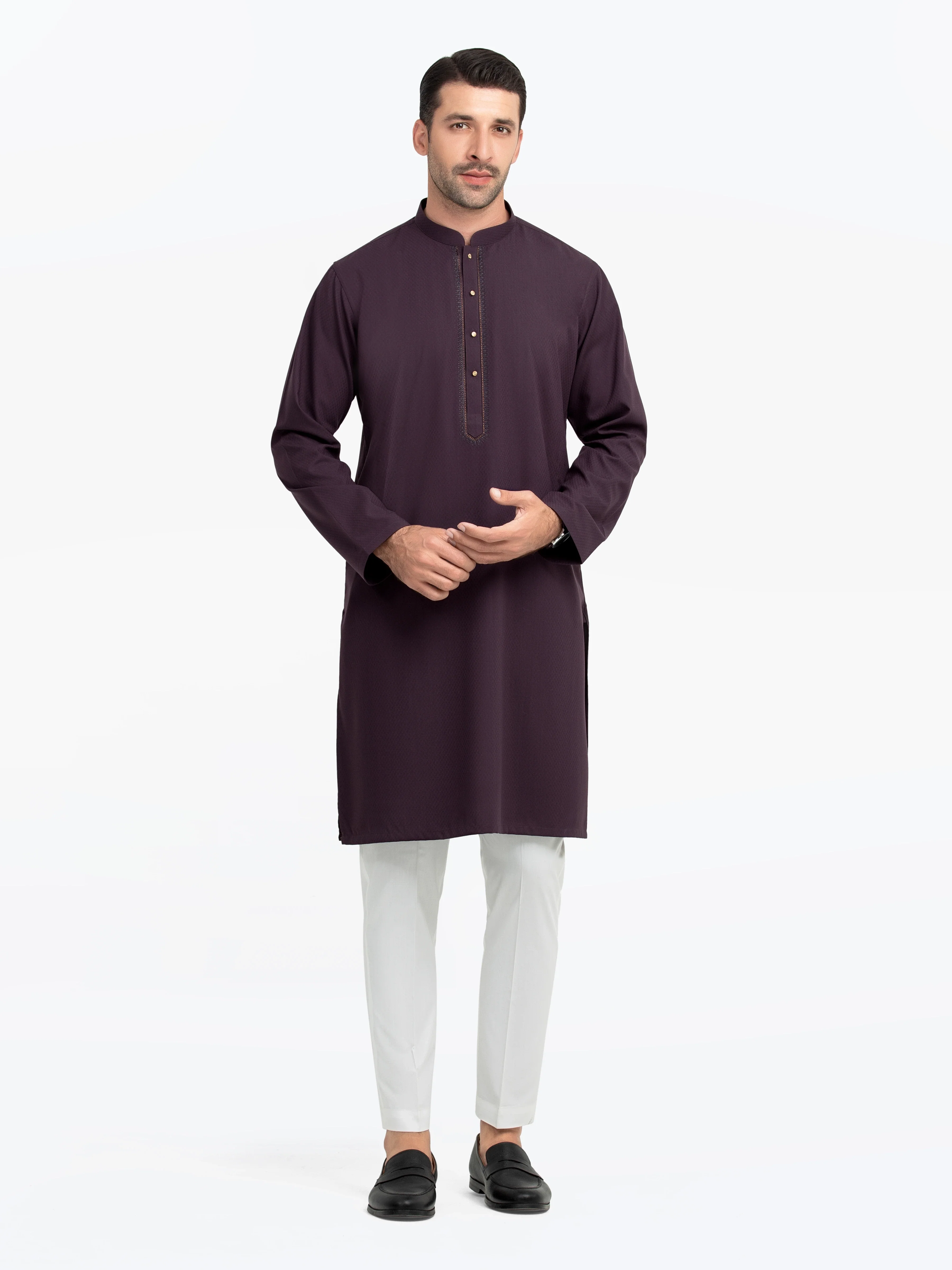 Men's Plum Kurta - EMTK5-99542