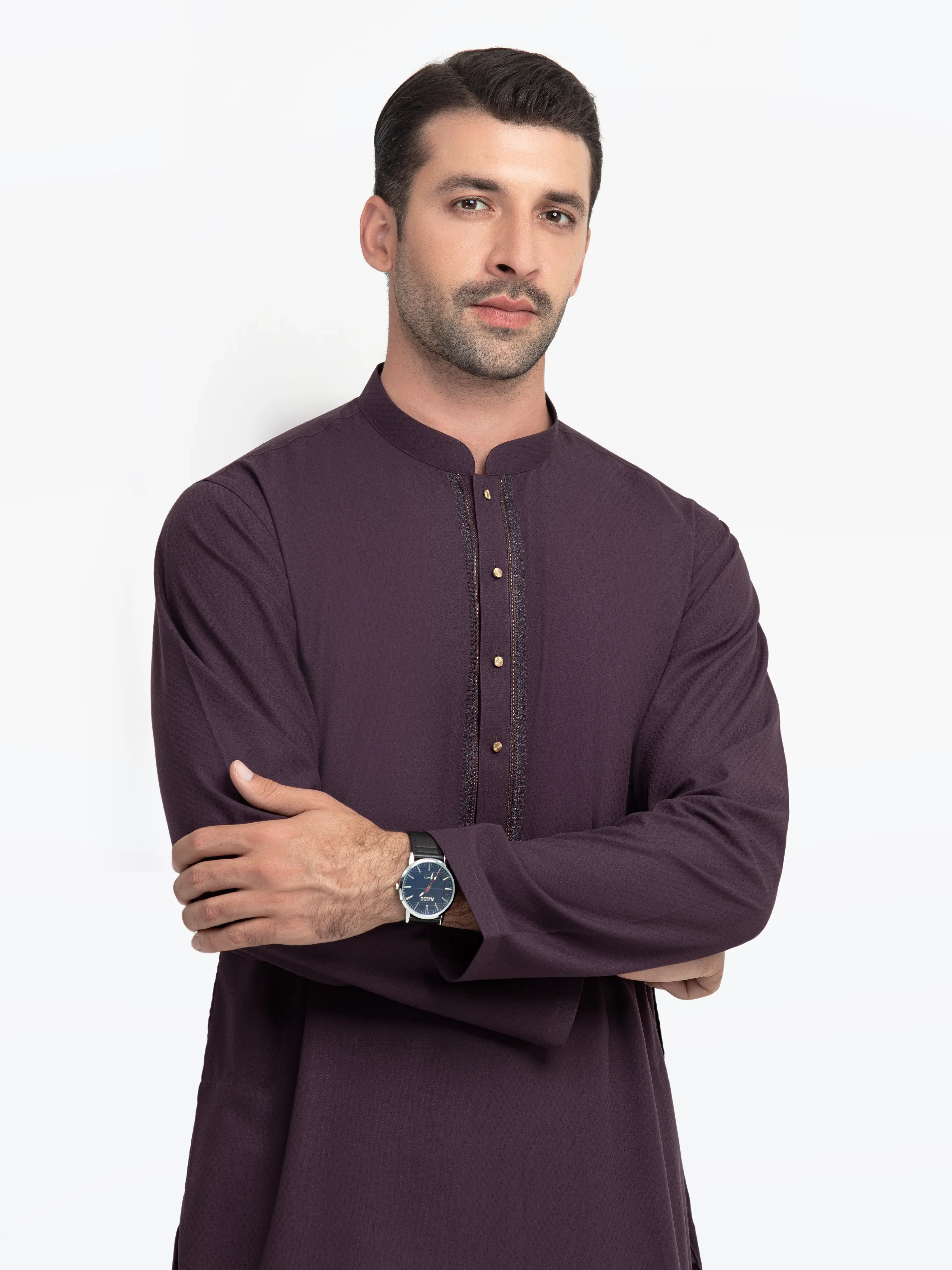 Men's Plum Kurta - EMTK5-99542 - Image 2